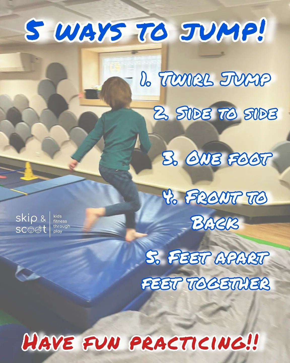 Miss Luci's Tips (Day 1)

Stay tuned for more throughout this week! 🦘 Try practicing these with your child in your living room or at the park. If your little one isn't jumping, they can bounce instead! ☺️

#skipandscoot #chicagokidsclasses #sharechi