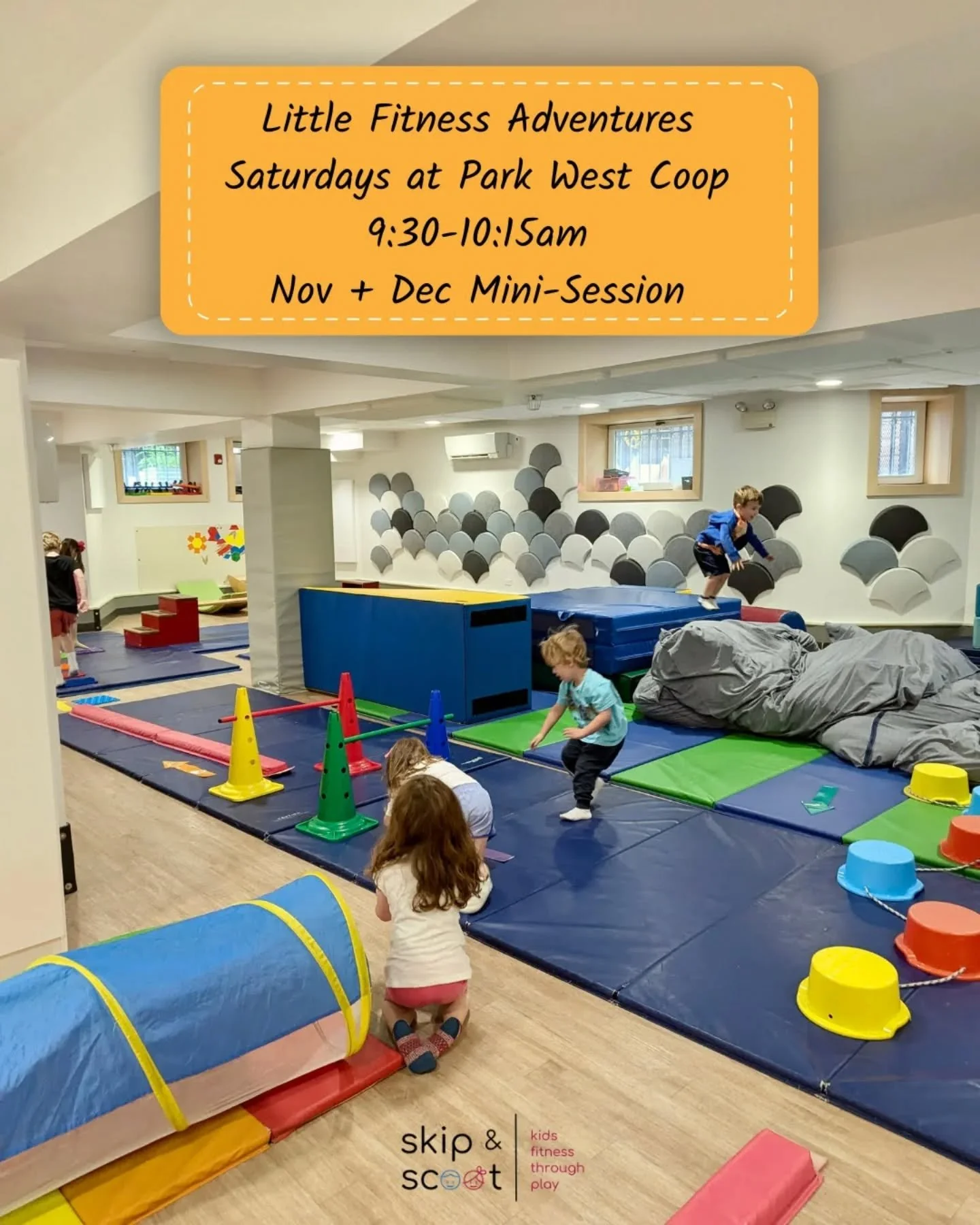 TOMORROW! Drop in or sign up for the complete mini-session during Nov + Dec! 1-4 years Little Fitness Adventures gross motor learning at it's best! 

Register Now! www.skipandscoot.com/classes

See you in class!