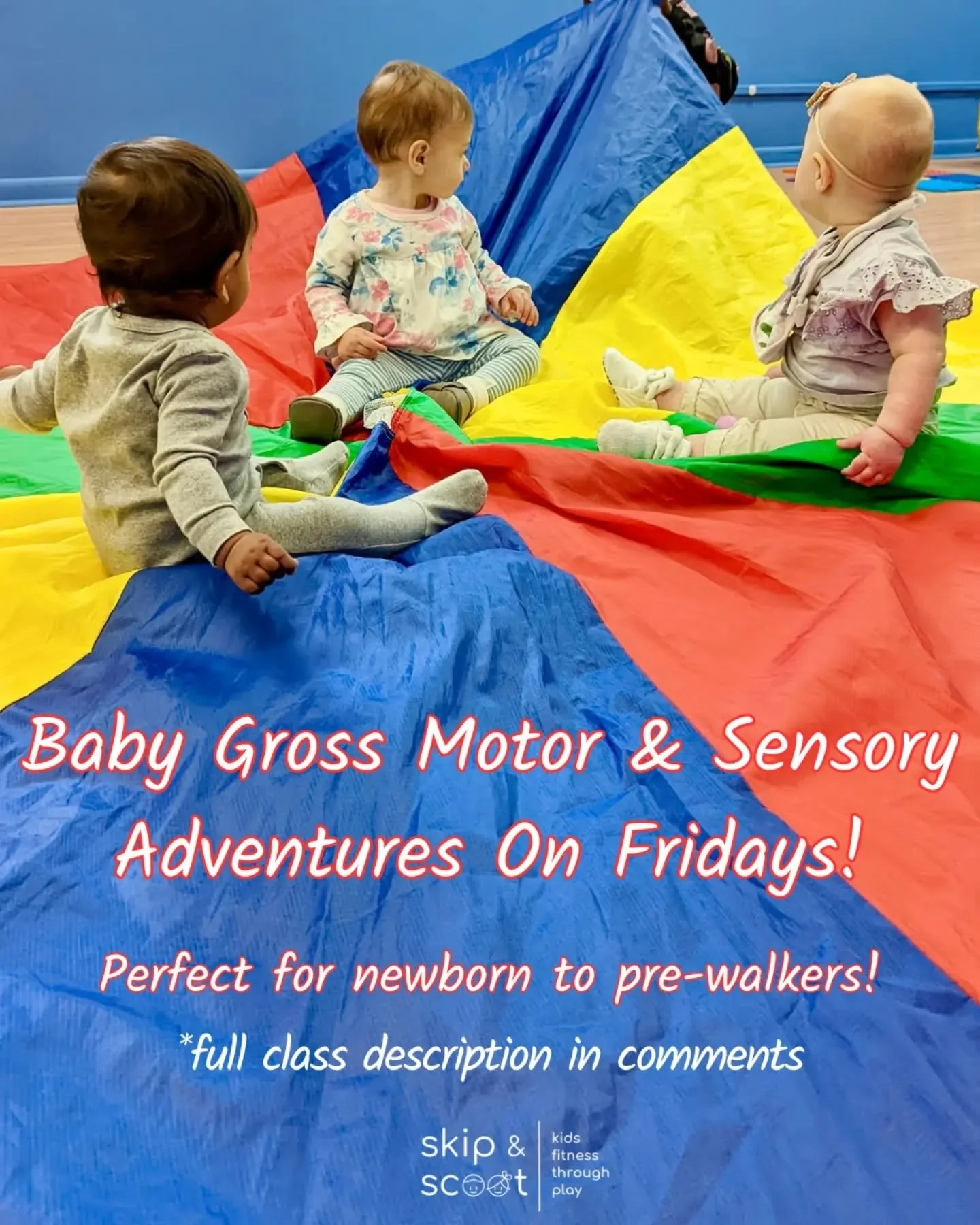 In our&nbsp;@skipandscoot Baby Gross Motor &amp; Sensory Adventures&nbsp;class,&nbsp;you will learn how to play intentionally with your baby, which will help foster achievement of&nbsp;crucial gross motor milestones. Utilizing hands-on, adult-guided&