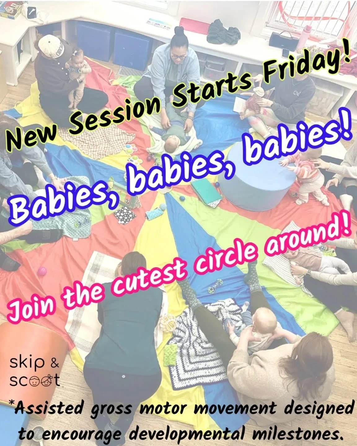 Baby Gross Motor &amp; Sensory Adventures class starts this Friday, and we're partial but we think it might just be the cutest class of all time. We hope you'll join us to see for yourself! 🫶🏻&hearts;️🌈

Register now in stories or at www.skipandsc
