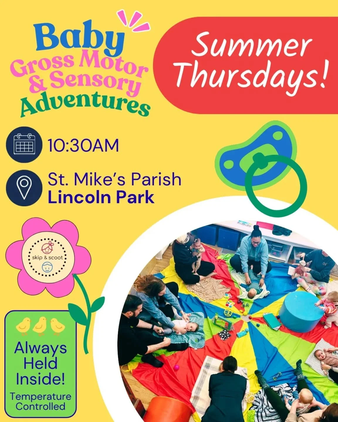 Calling all summer babies!! Join us on Thursdays for the cutest baby meetup at @stmikesoldtown!

We'll guide the littlest Skip &amp; Scooters through some beneficial gross motor movements, while enjoying some adult connection as well. 🐣💛

Register 