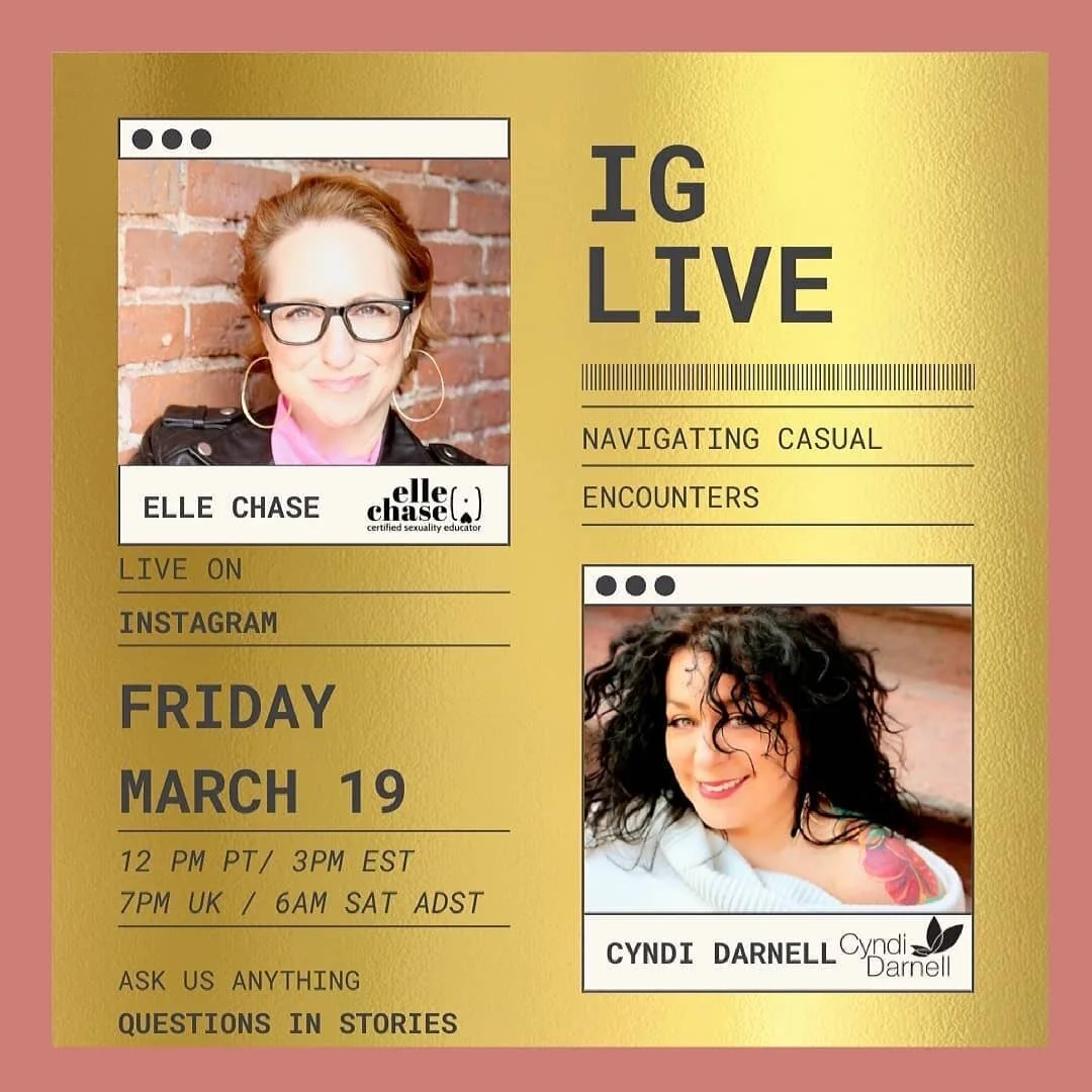 #repost @cyndi_darnell
・・・
It's getting hot in here🔥
After a year of pandemic, vaccines are going in and people are going out and (maybe) getting off. Join @theellechase and me this Friday as we explore "casual encounters" post pandemic. Ask us questions about hook ups and more to prep yourself for a s*xy summer. 
FRIDAY March 19.
12pm Pacific 
3pm Eastern 
7pm UK 
6am  Saturday Aus🇦🇺
#pleasure #consent #relationships #casual #tinder #hookups #dating #onlinedating