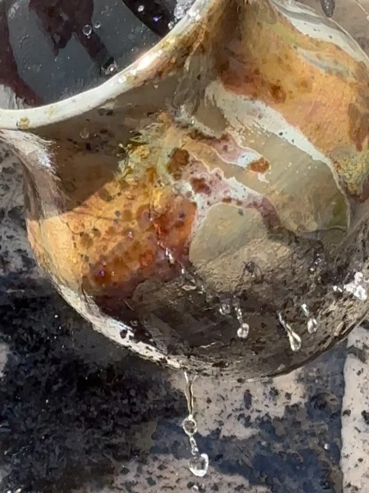 I made my first raku firing last weekend! 
Tried out some exciting tests for a new collection of pieces -  I&rsquo;m loving the unexpected colors and crackle effects that come from this ancient Japanese technique. Every piece comes out of the fire co