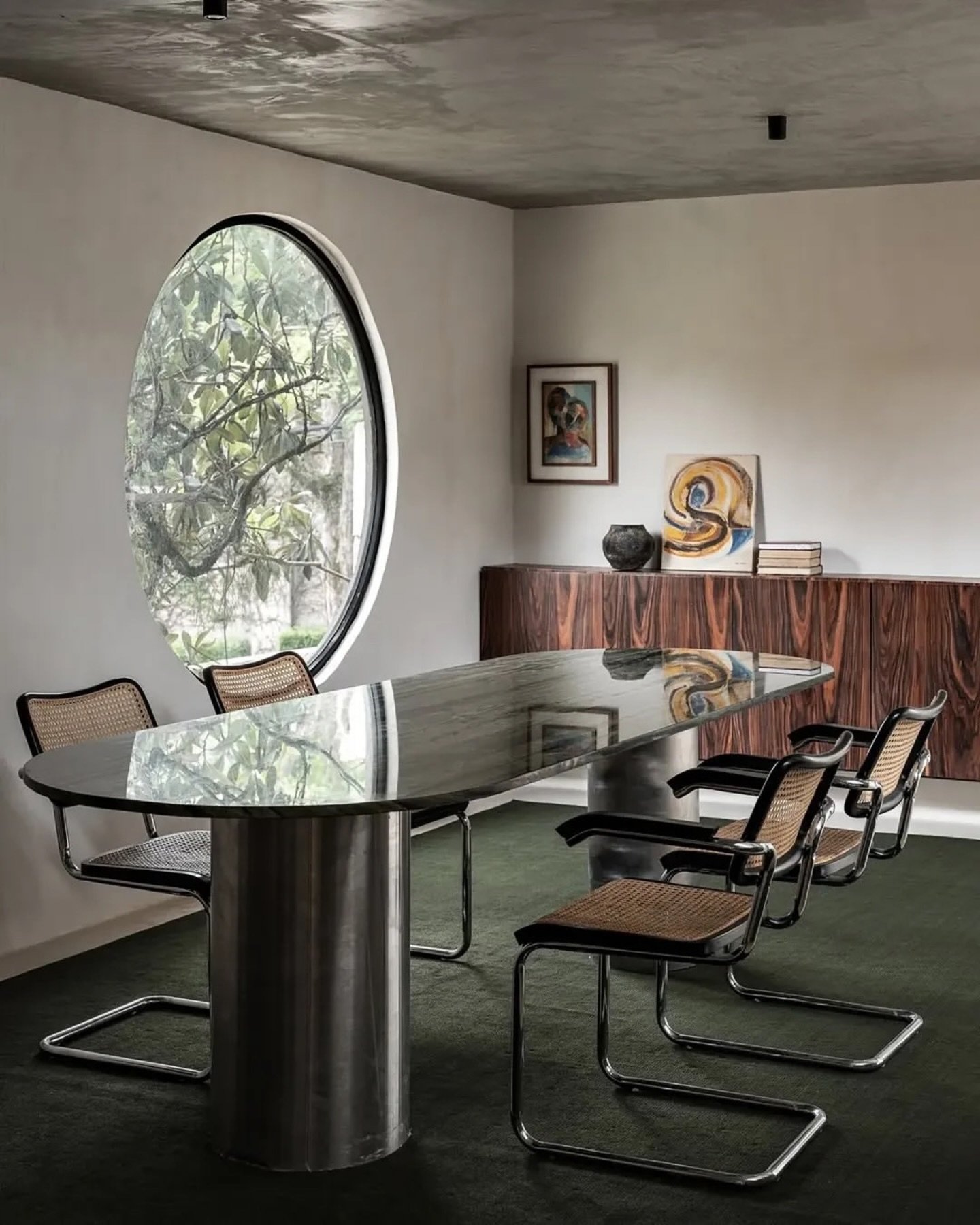 Casa dos Pessegueiros in S&atilde;o Paulo / designed by @estudio.sala /  ph. @franparente 

The renovation project for this 1970s modernist house was guided by respect for the original architecture. The exposed reinforced concrete structure was prese