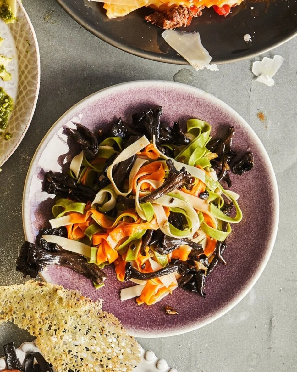 UPLOADED/REDIRECTED Simply Seasonal: Multicolor Fettuccine with Black Trumpet Mushroom Sauce
