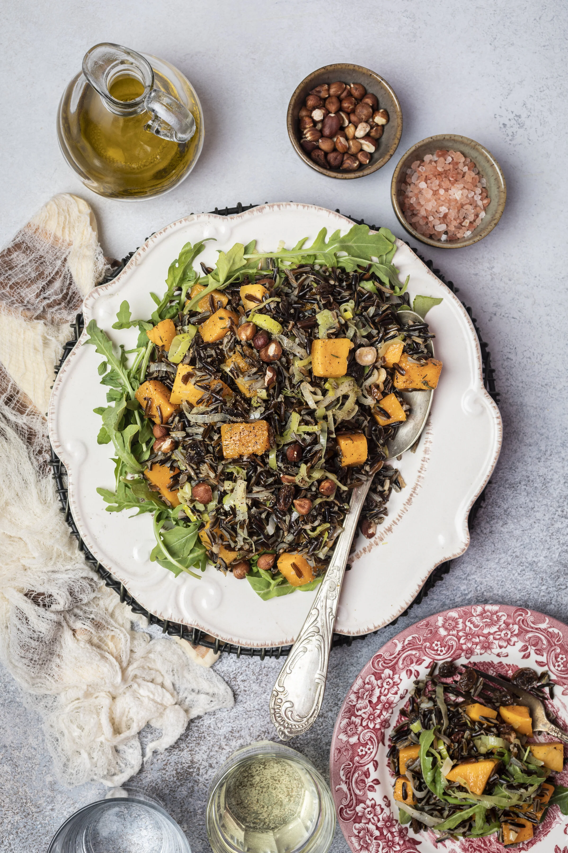 Wild Rice with Butternut Squash, Raisins and Hazelnuts