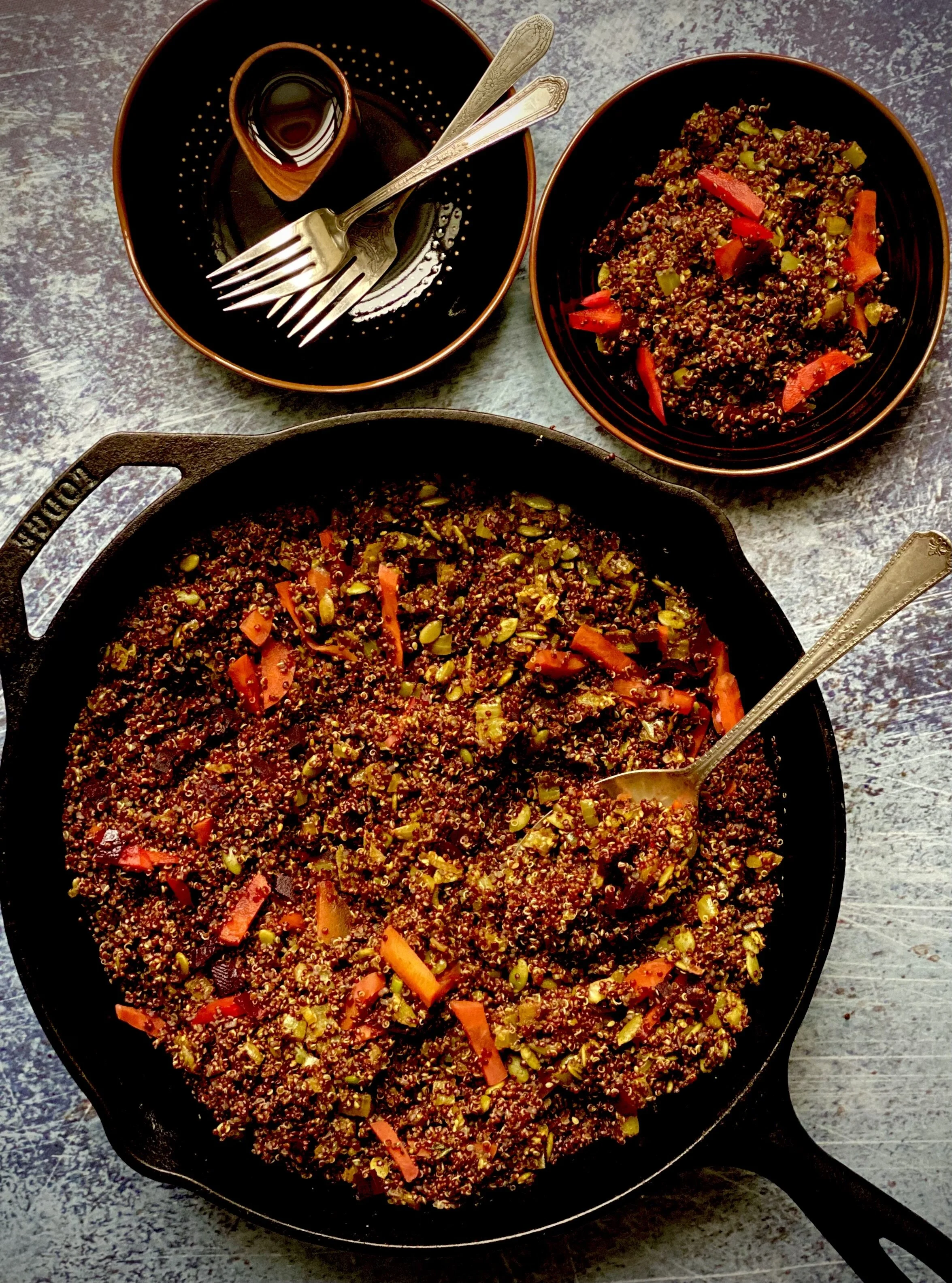 Toasted Red Quinoa with Pickled Vegetables 