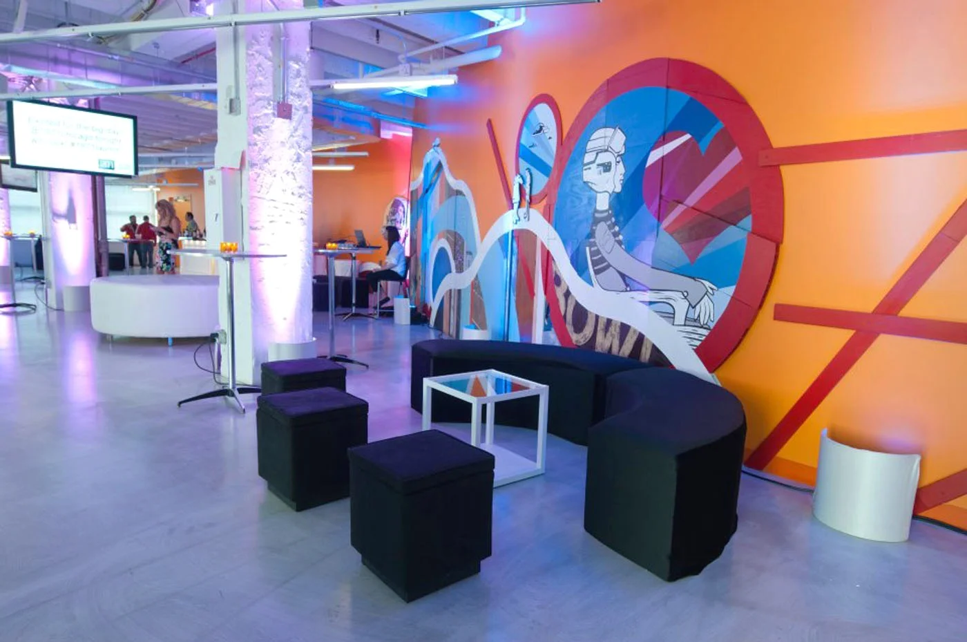 Interior of 1871, a co-working space in chicago.