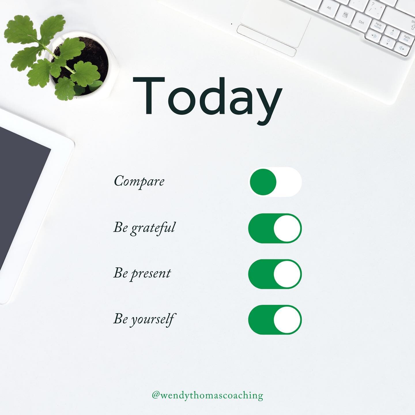 Can you turn-off your thoughts of comparison today? ⁠
⁠
If you notice them seep into your mind, can you redirect them, cut them off, and intentionally shift them into thoughts of being grateful, present, and proud of who you are?
⁠
I believe you can.