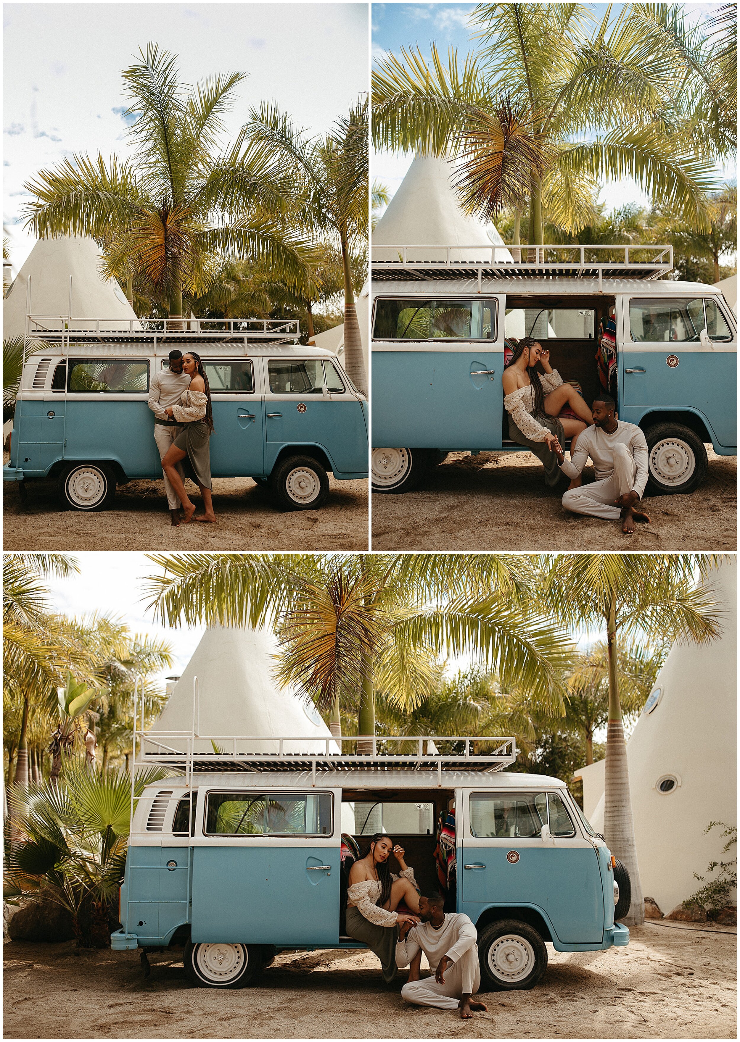 couple sitting in volkswagen van