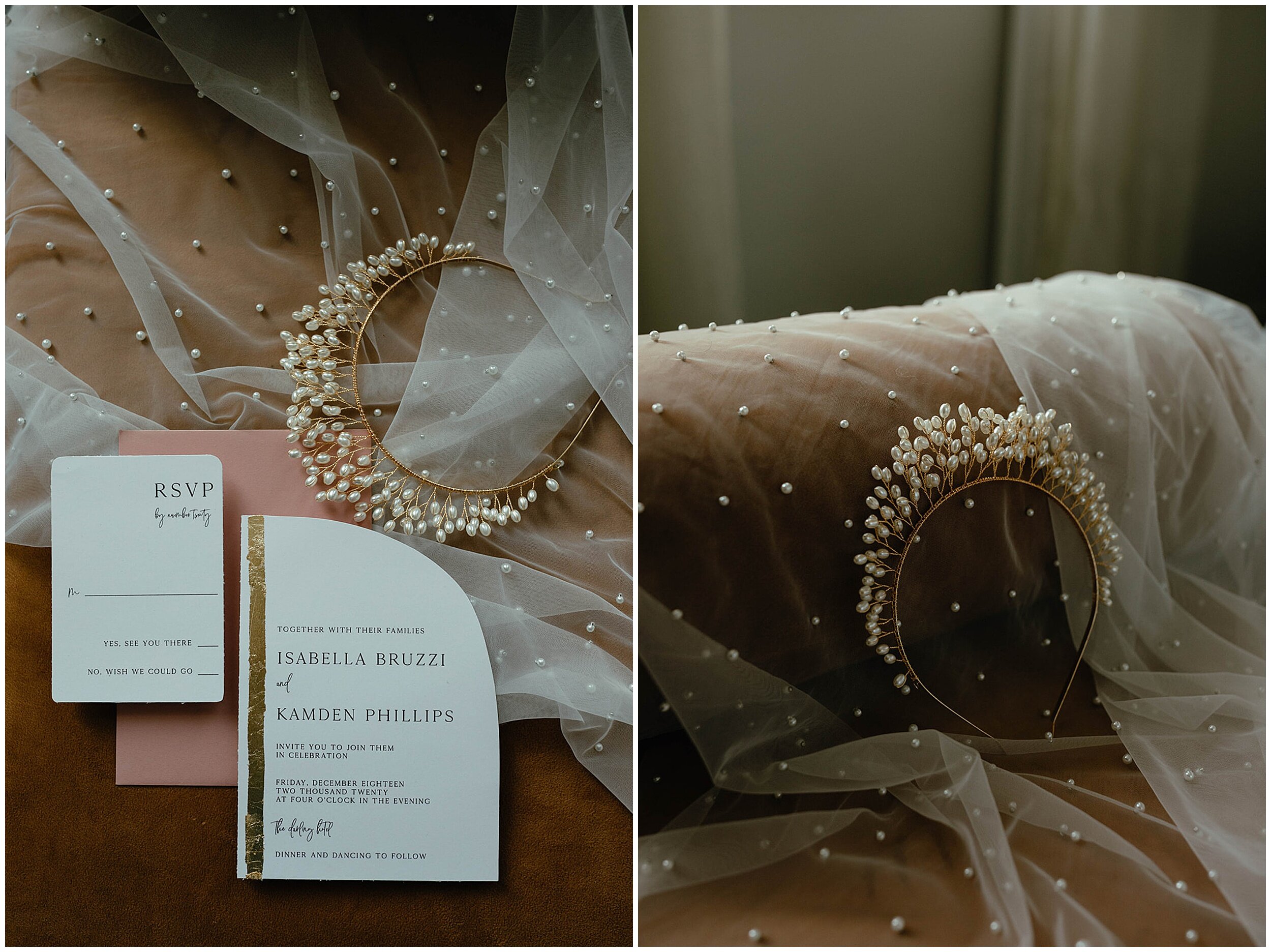 wedding stationery and bridal crown