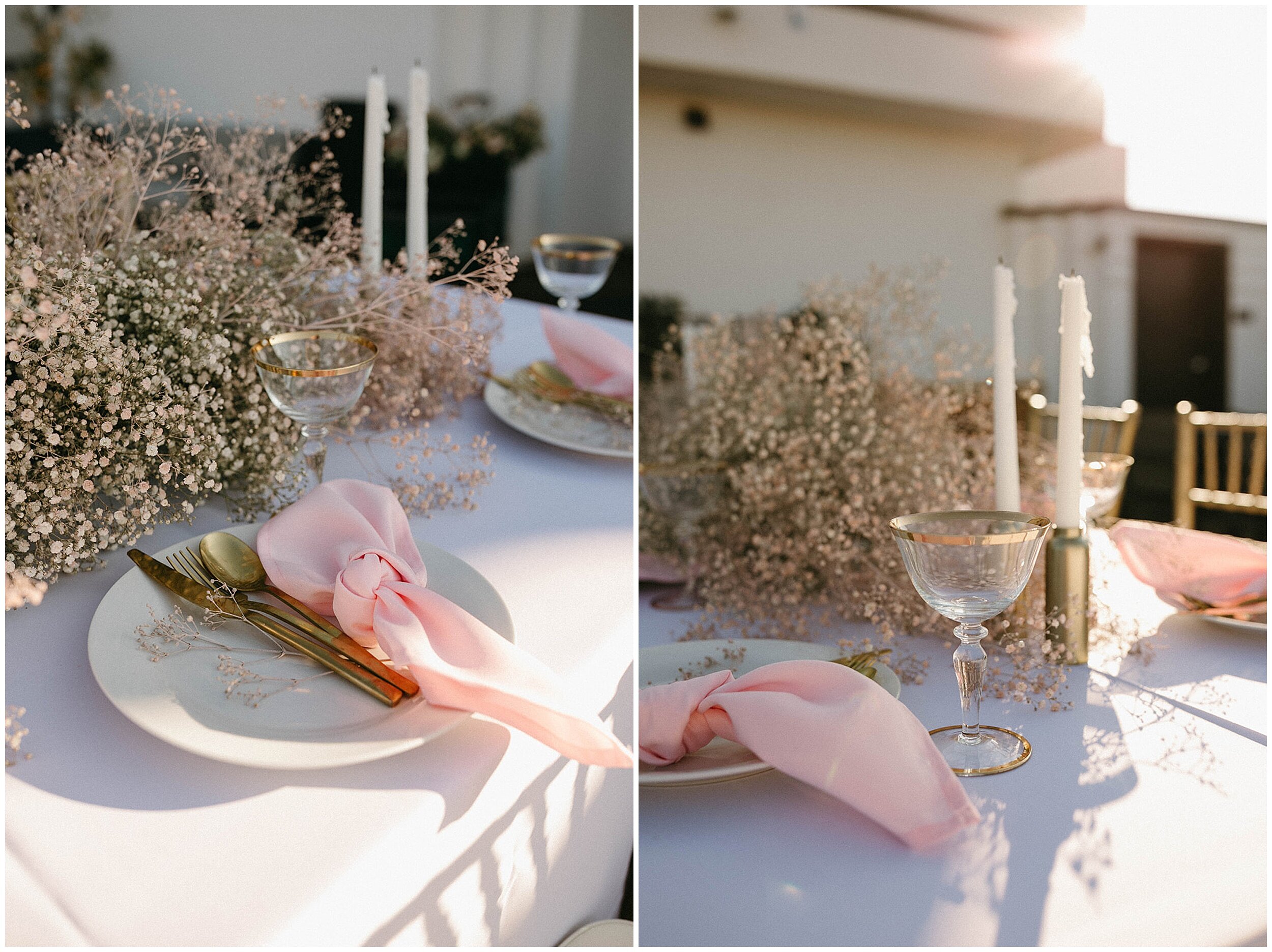 pink wedding decorations and plate
