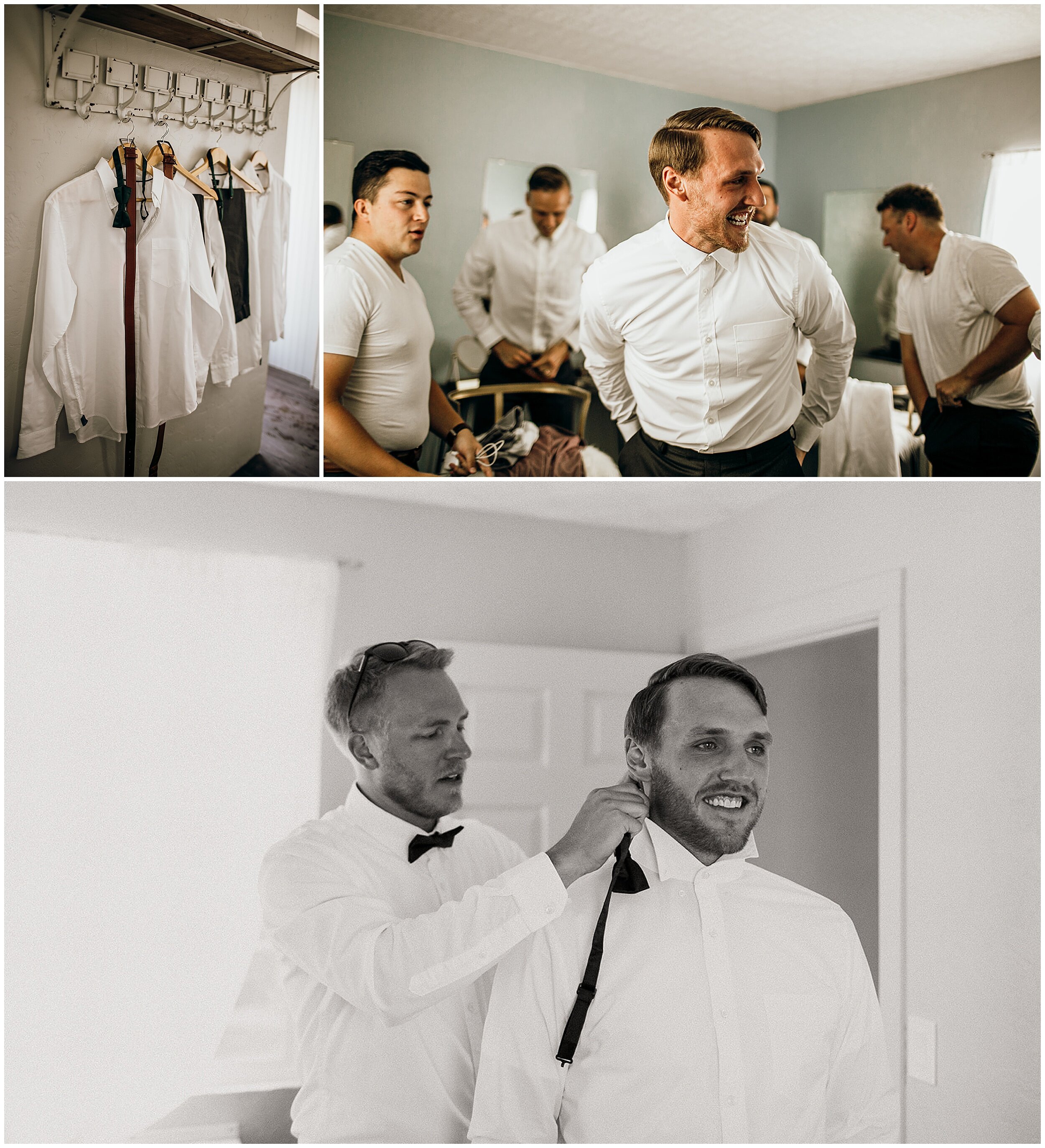 groom getting ready with groomsmen