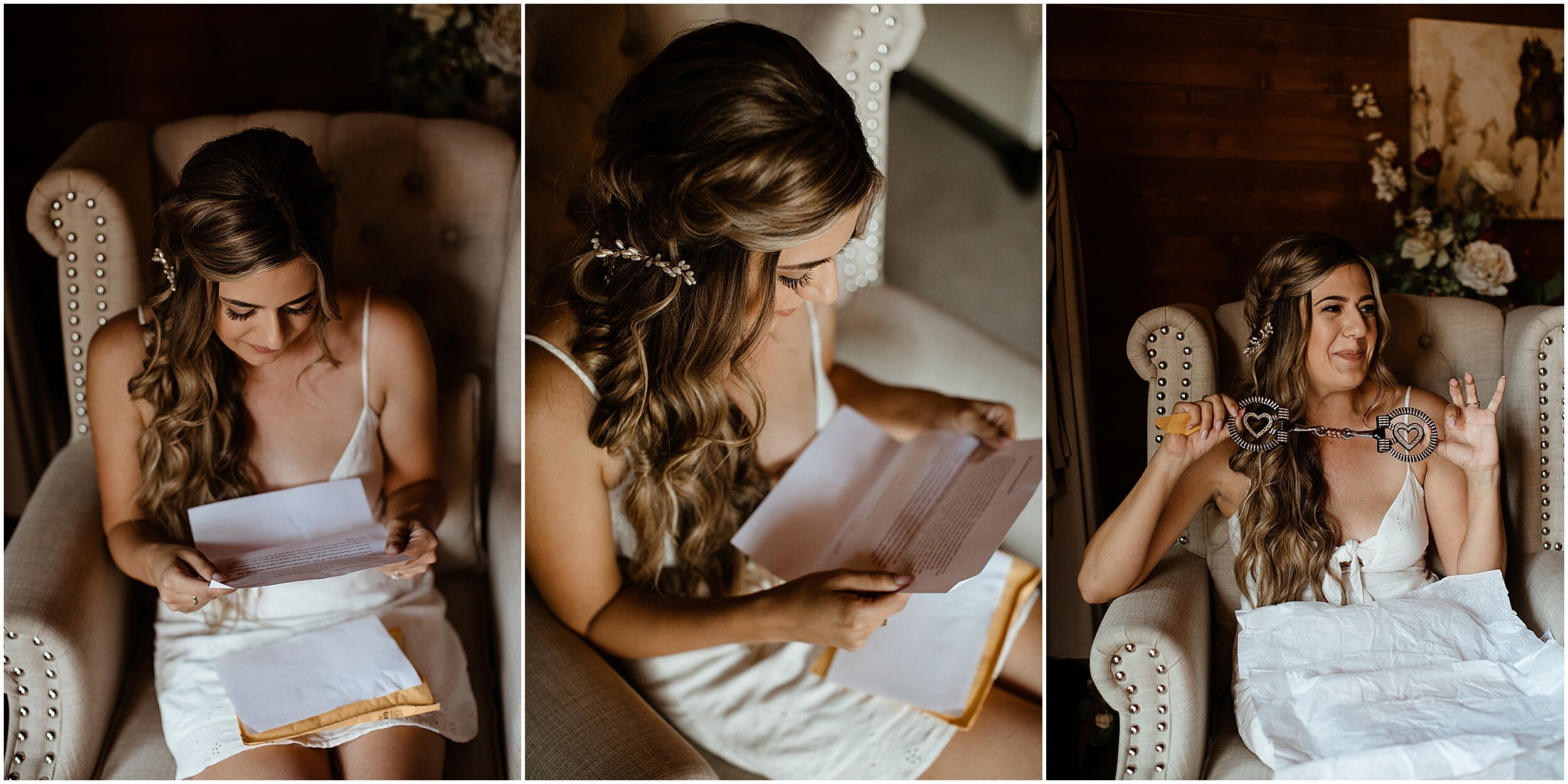 bride opening letter from groom