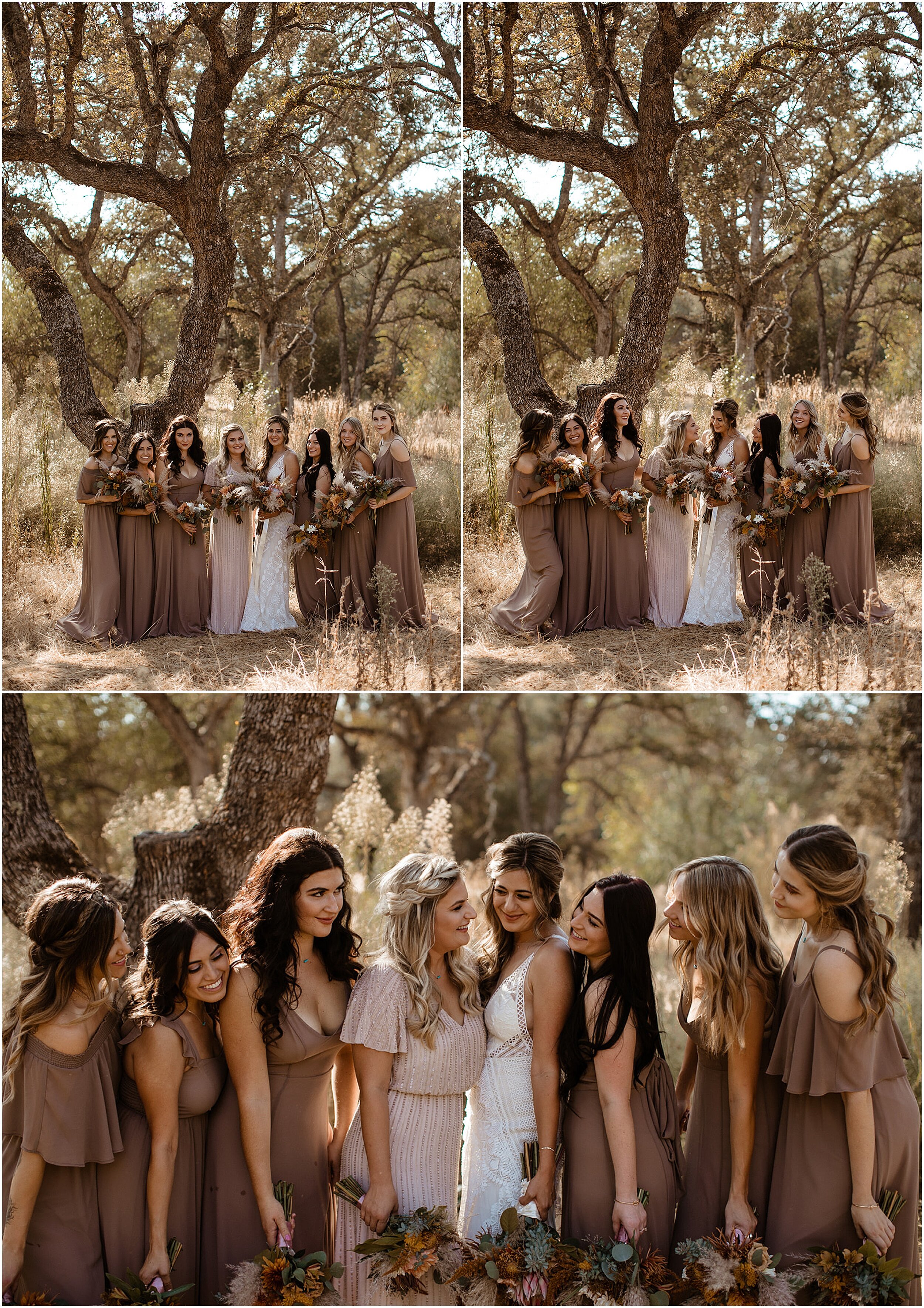 bridal party smiling and laughing