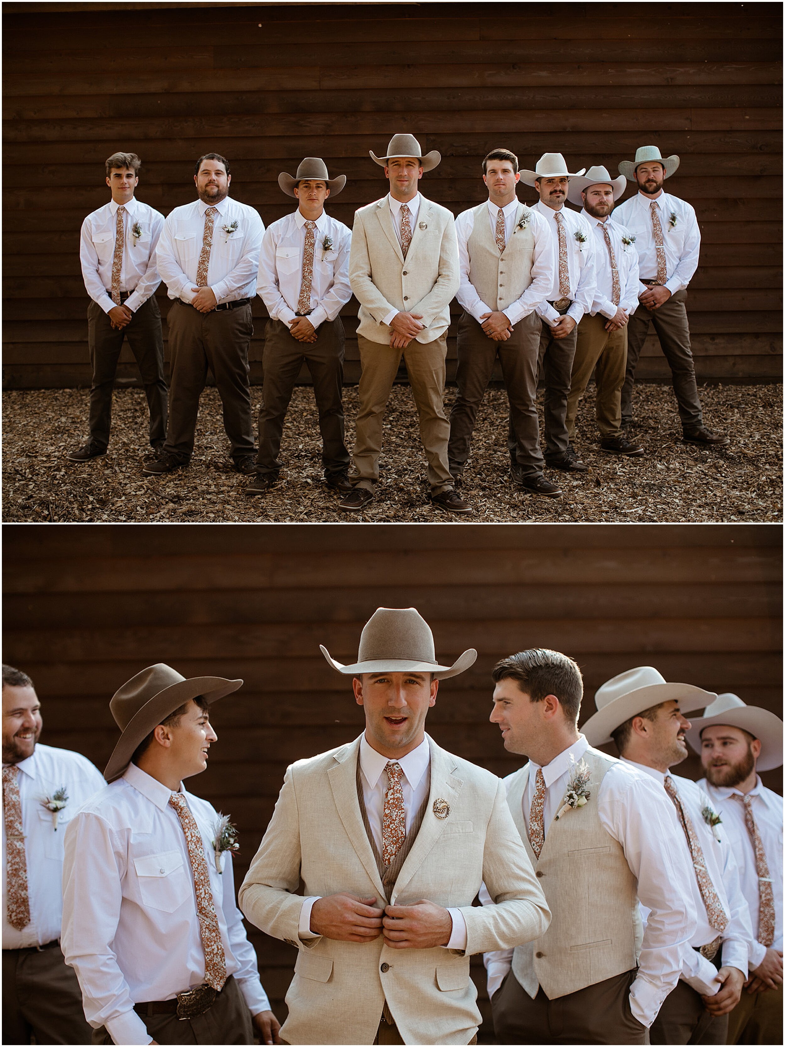 groomsmen in cowboy hats