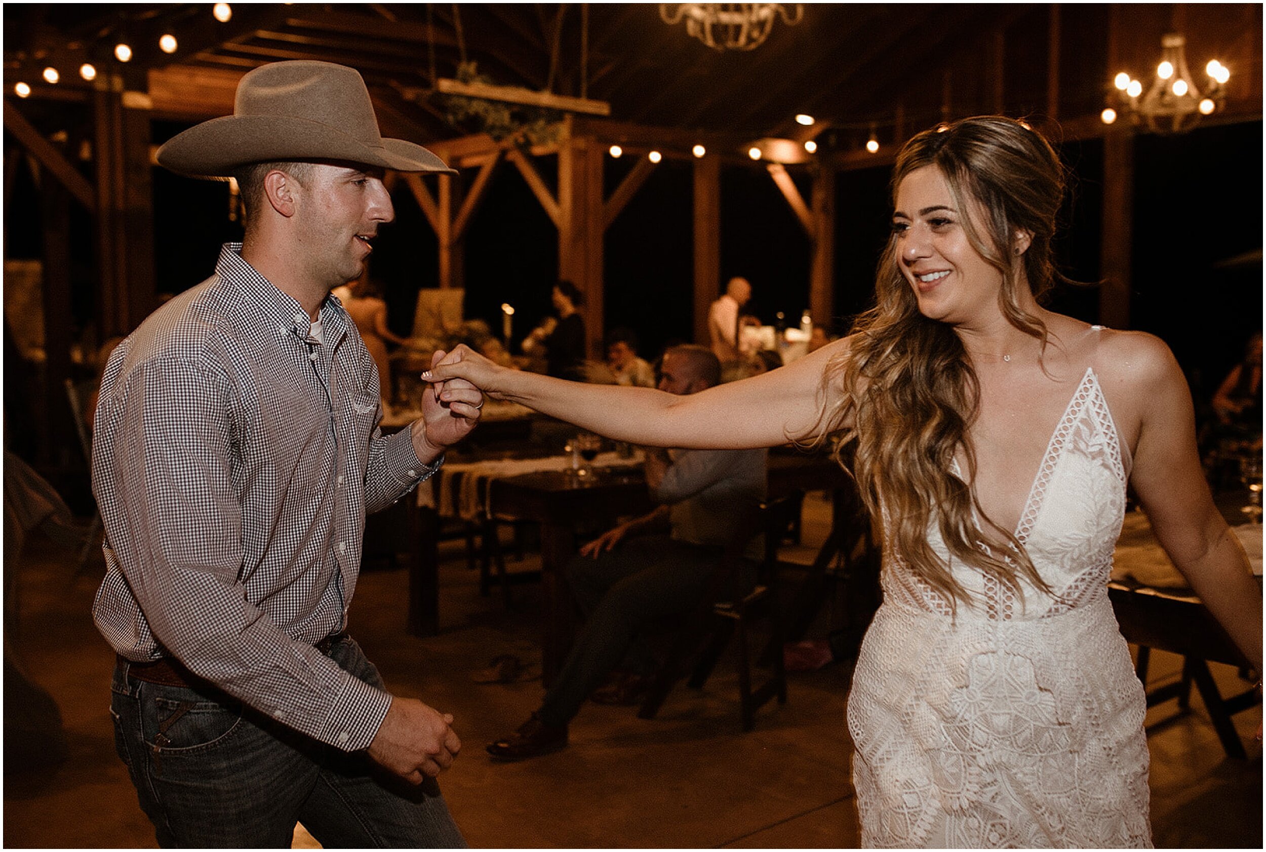 bride and groom dancing