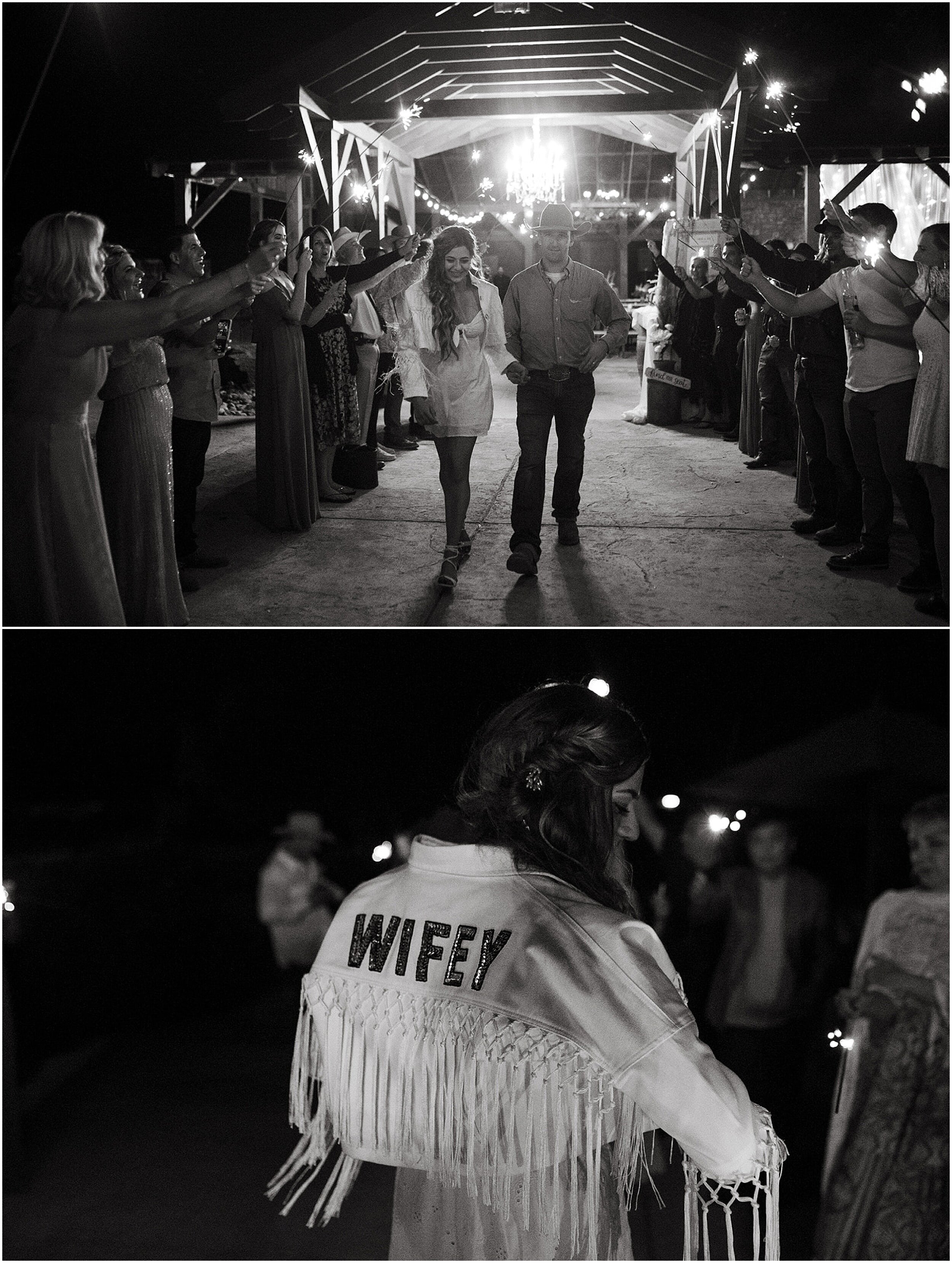 bride and groom leaving wedding