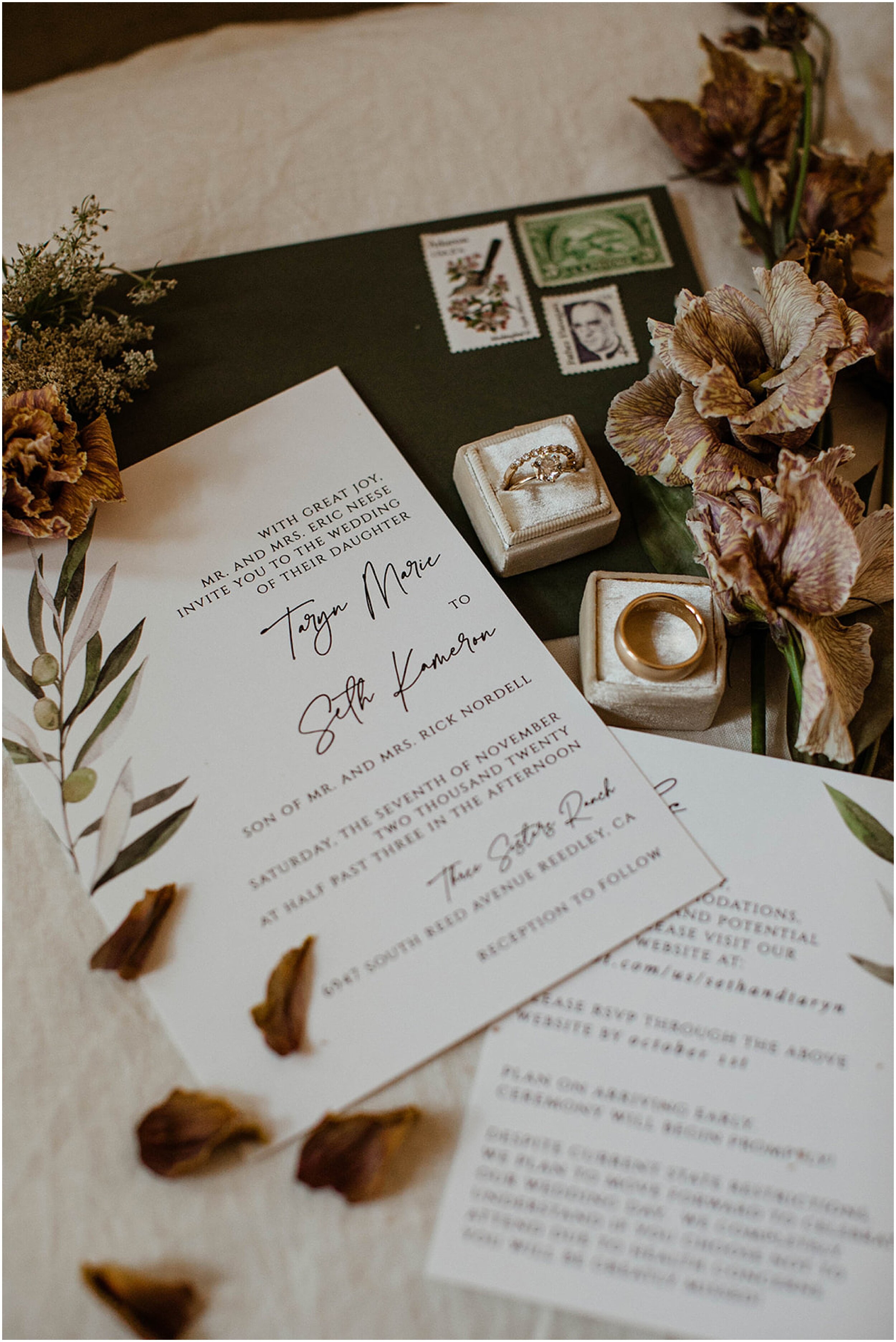 wedding stationery and rings