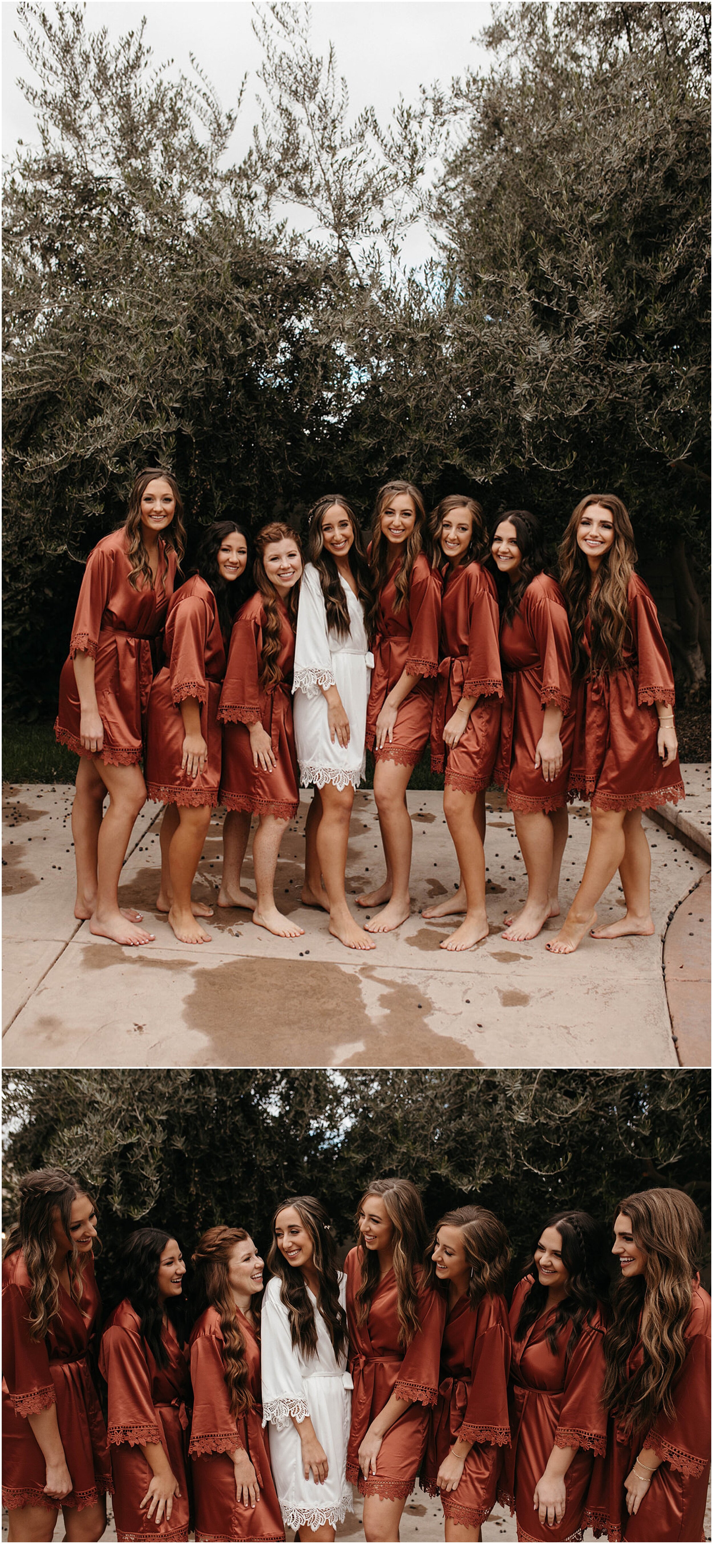 bridal party wearing red robes