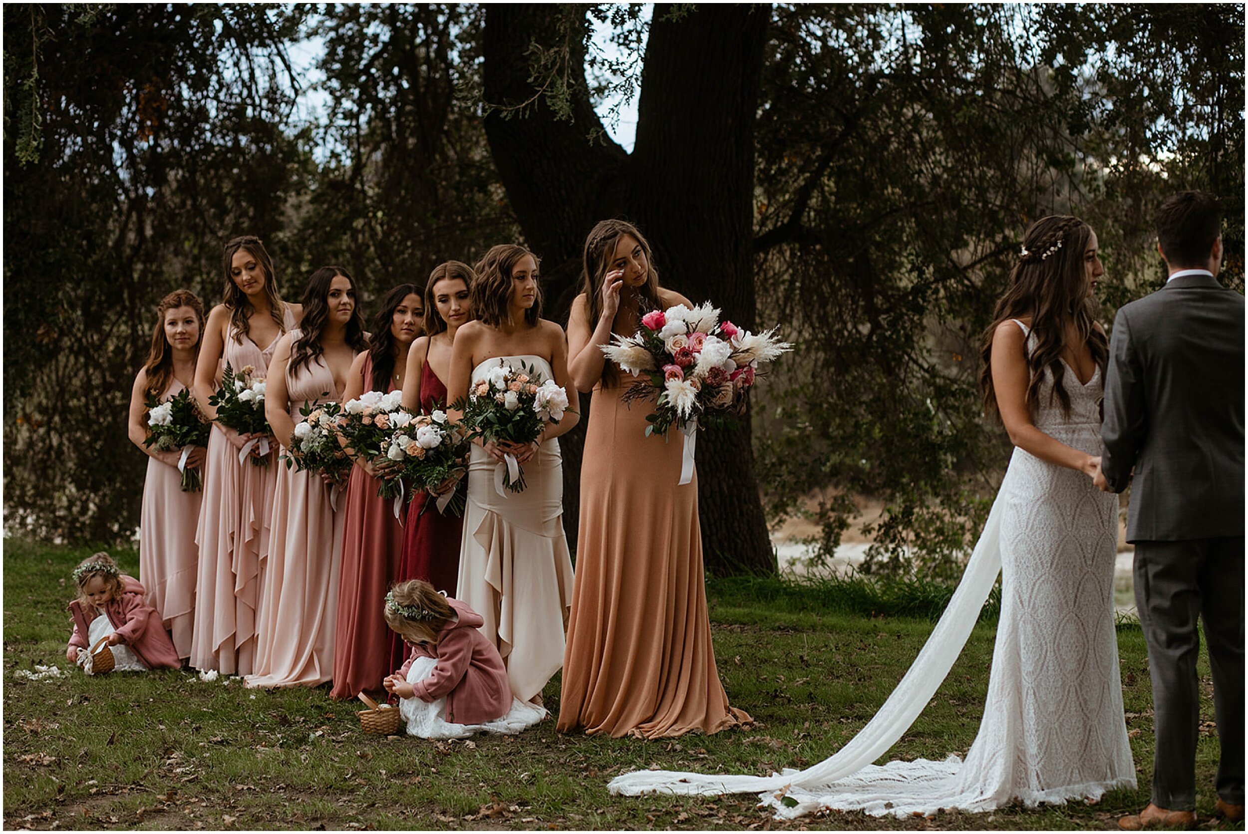 bridal party crying during wedding ceremony