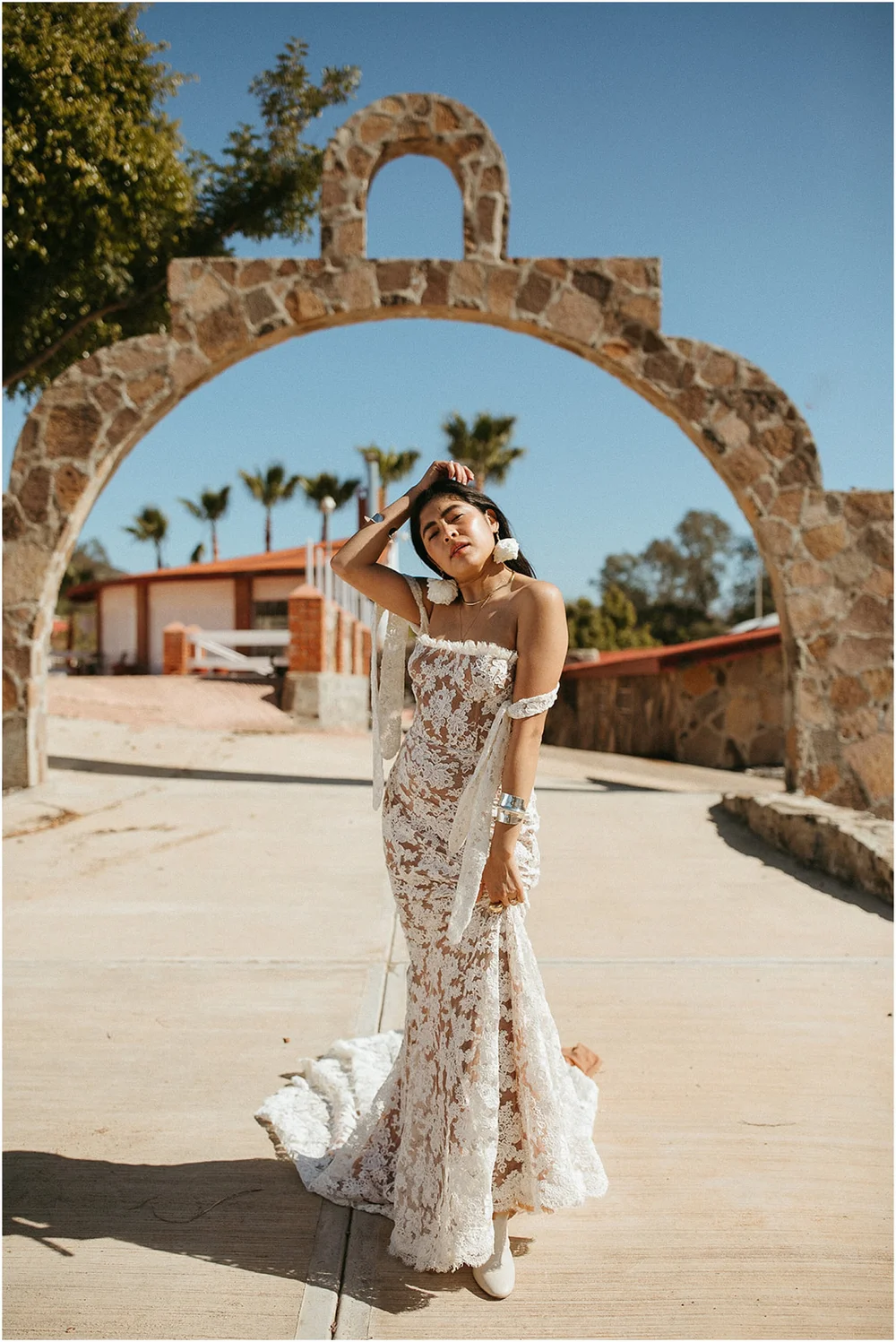 bride holding boho bouquet