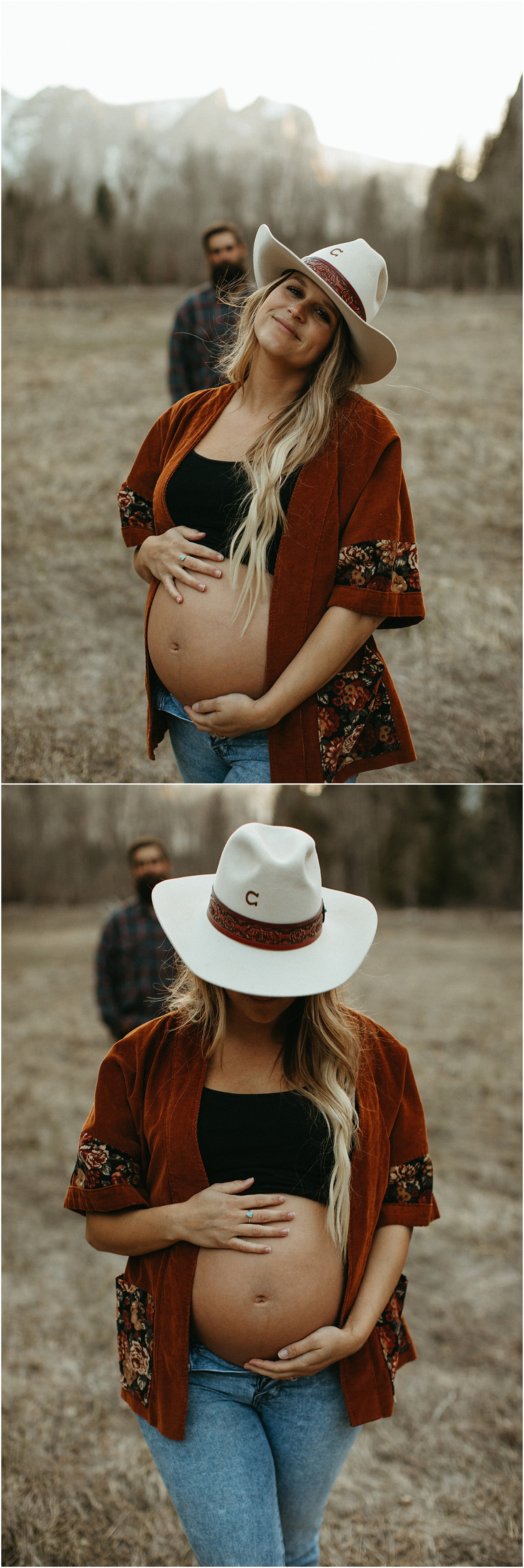 pregnant woman in cowboy hat