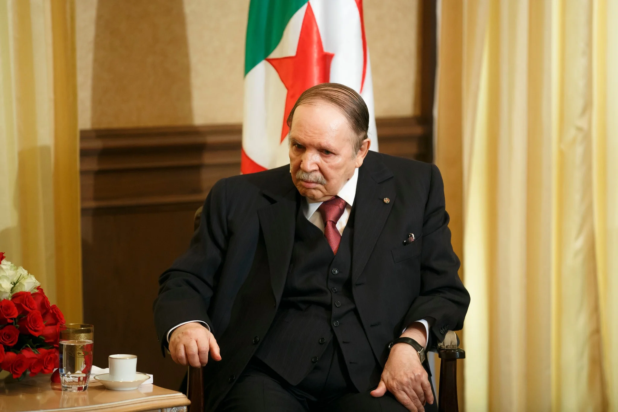Algeria’s president, Abdelaziz Bouteflika, in 2015. Long ill, Mr. Bouteflika announced on Tuesday that he had resigned. Credit Thomas Trutschel/Photothek, via Getty Images