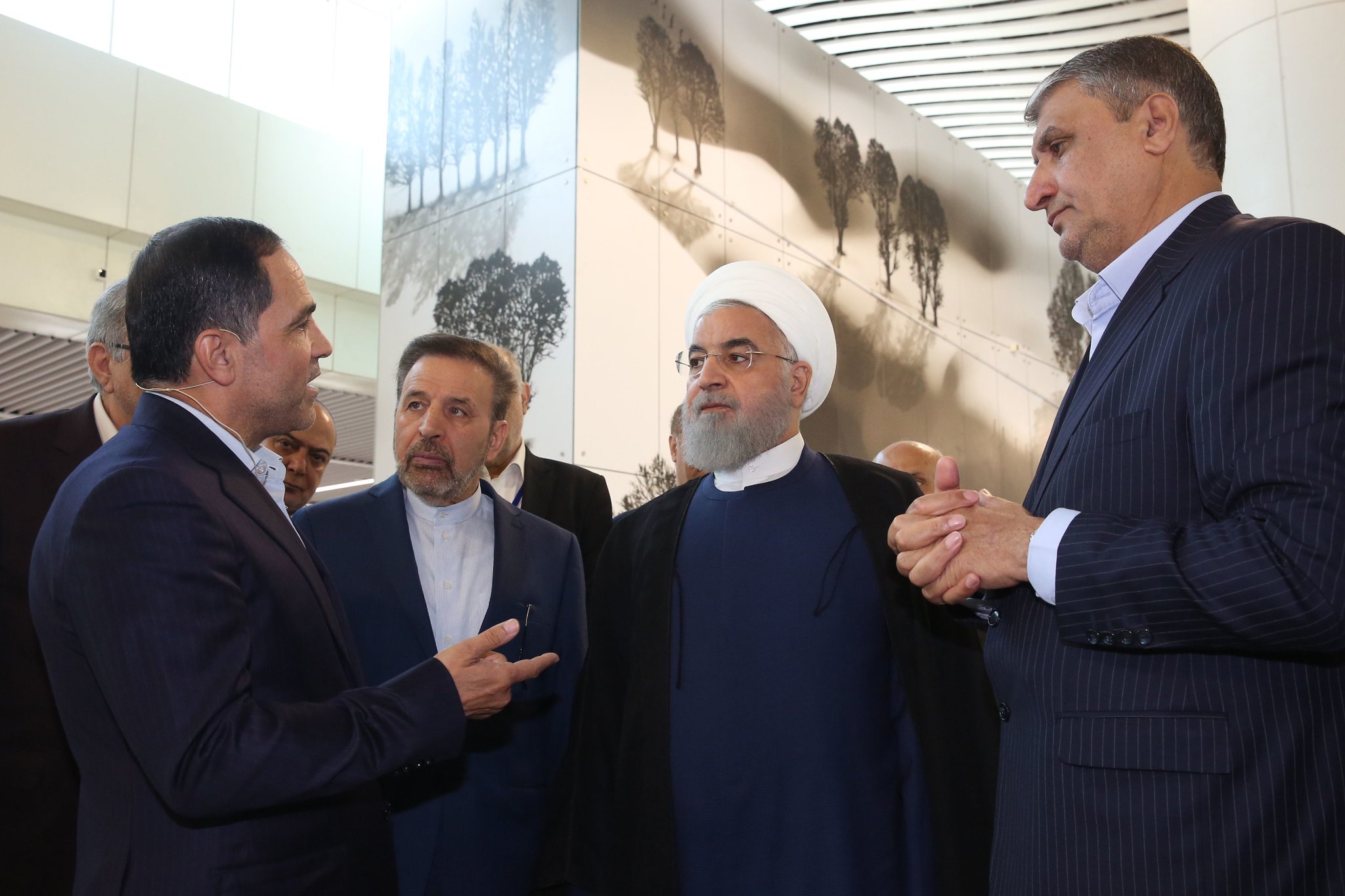 President Hassan Rouhani of Iran, second from right. The country is threatening to violate the terms of the nuclear deal if Europe does not provide relief from United States sanctions. Credit Iranian Presidential Office