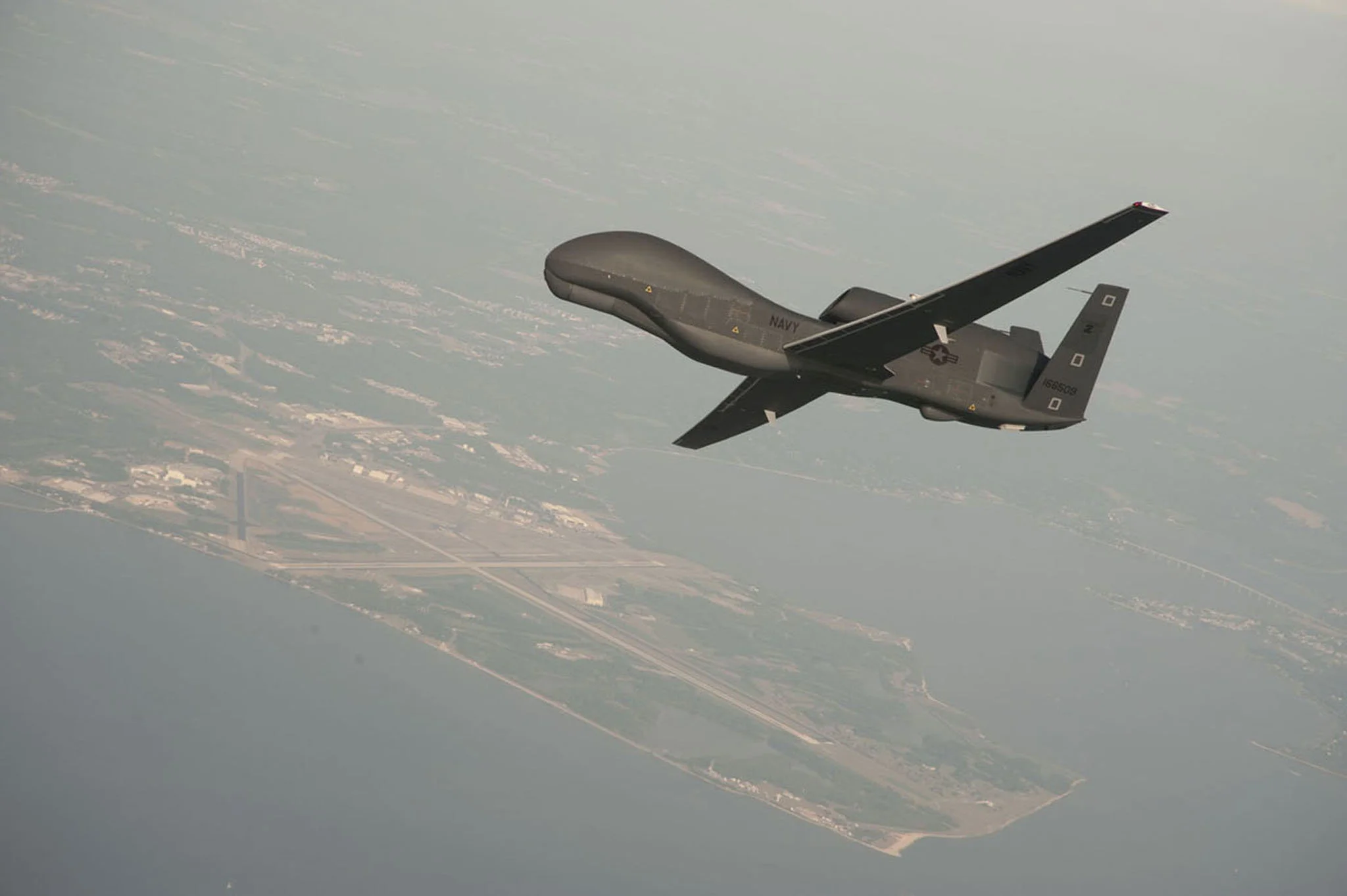 A drone test flight over Naval Air Station Patuxent River, Maryland, in 2010. Credit Erik Hildebrandt/EPA, via Shutterstock