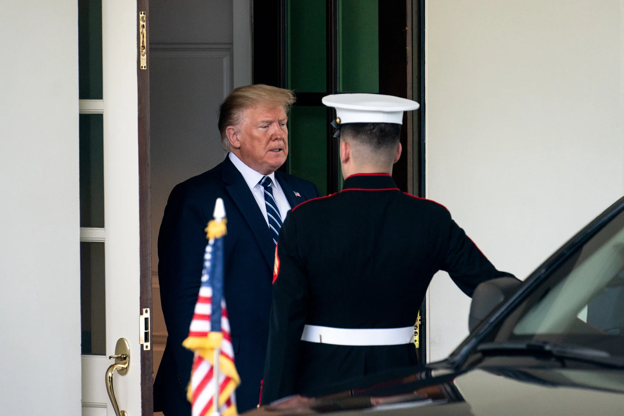 President Trump’s national security advisers split about whether to respond militarily. Credit Erin Schaff/The New York Times