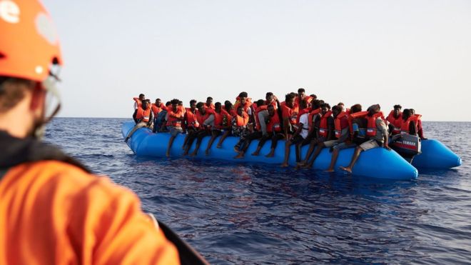 Migrants often make the perilous journey from Libya to Europe in overcrowded boats, like this one pictured in early July. AFP