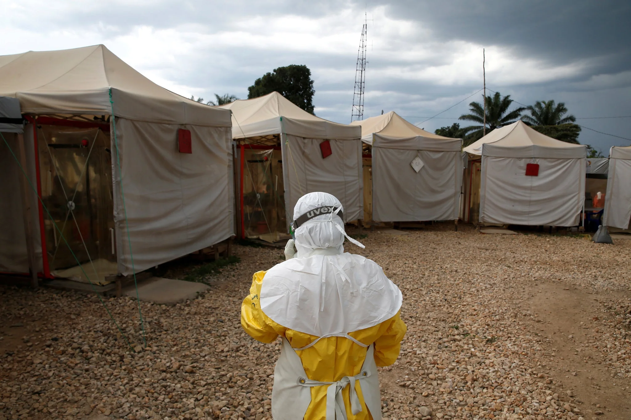 A health worker wearing Ebola protection gear at a Biosecure Emergency Care Unit treatment center in Beni, Democratic Republic of Congo. Credit Baz Ratner/Reuters