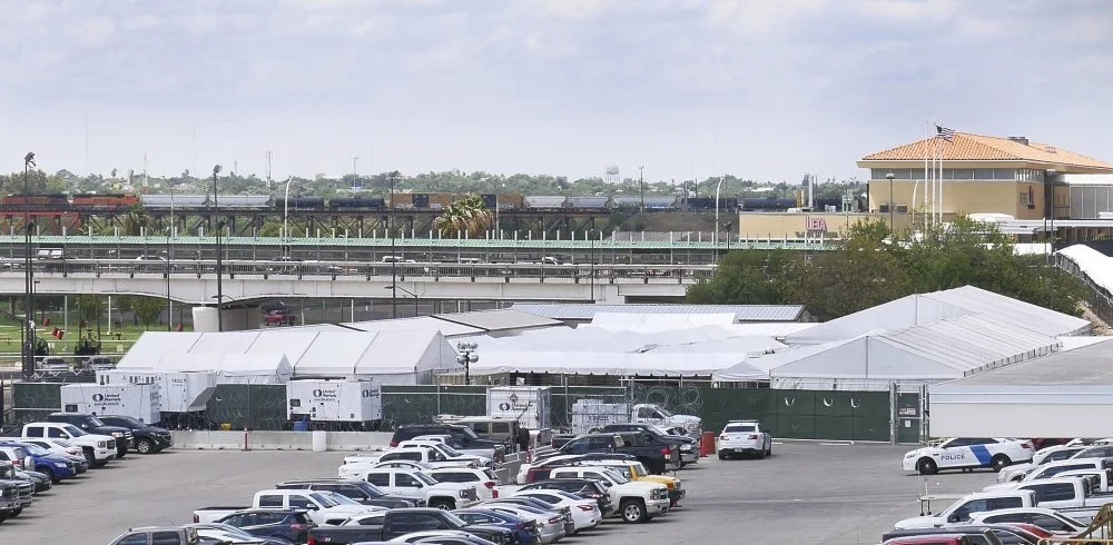 Located a short distance from the Rio Grande, the Migrant Protection Protocols Immigration Hearing Facilities in Laredo, Texas, are adjacent to the Gateway to the Americas International Bridge. Hearings for immigrants seeking asylum are set to begin Monday, September 16, 2019. (Ricardo Santos/The Laredo Morning Times via AP)