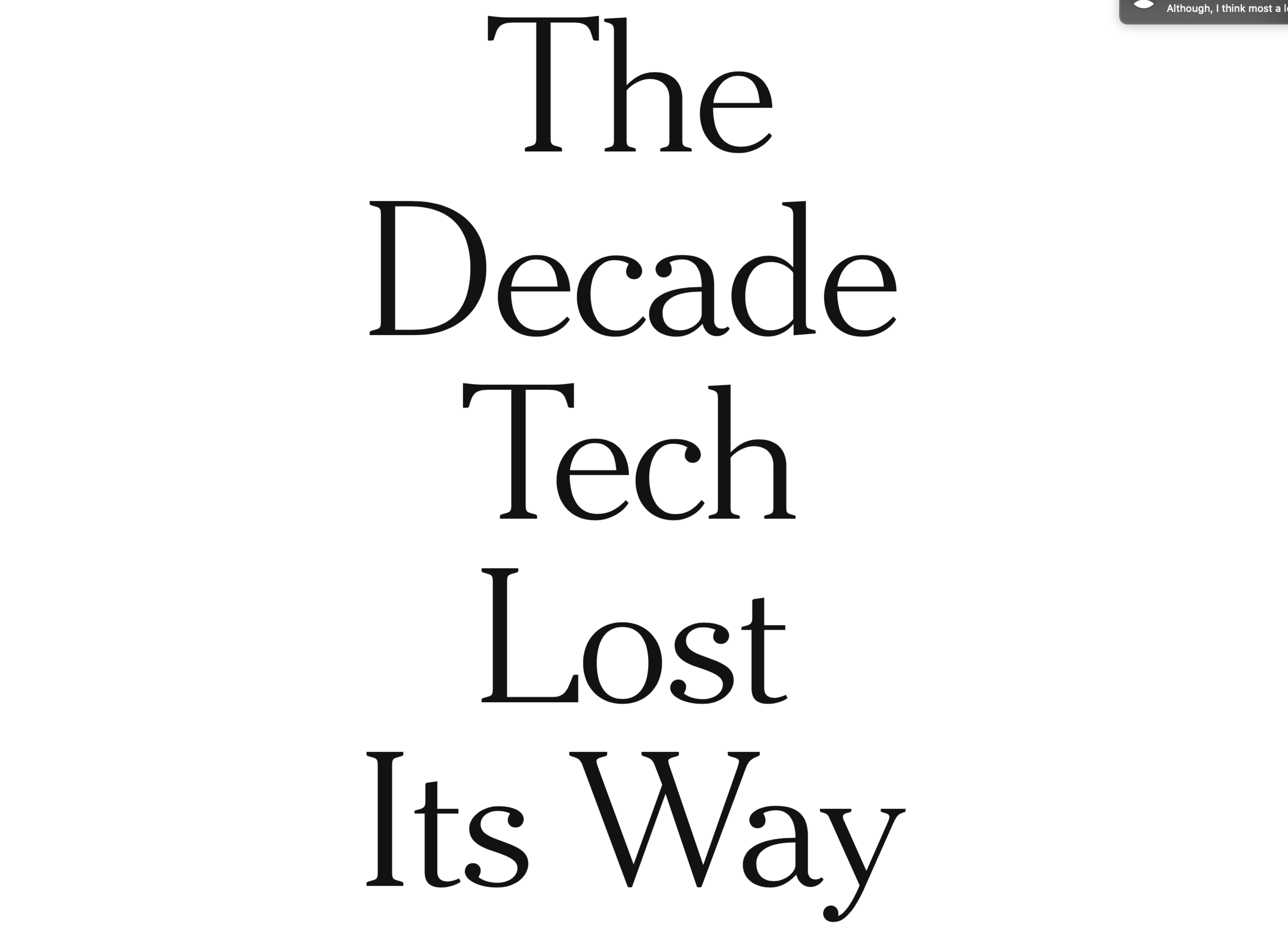 The Decade Tech Lost Its Way – New York Times