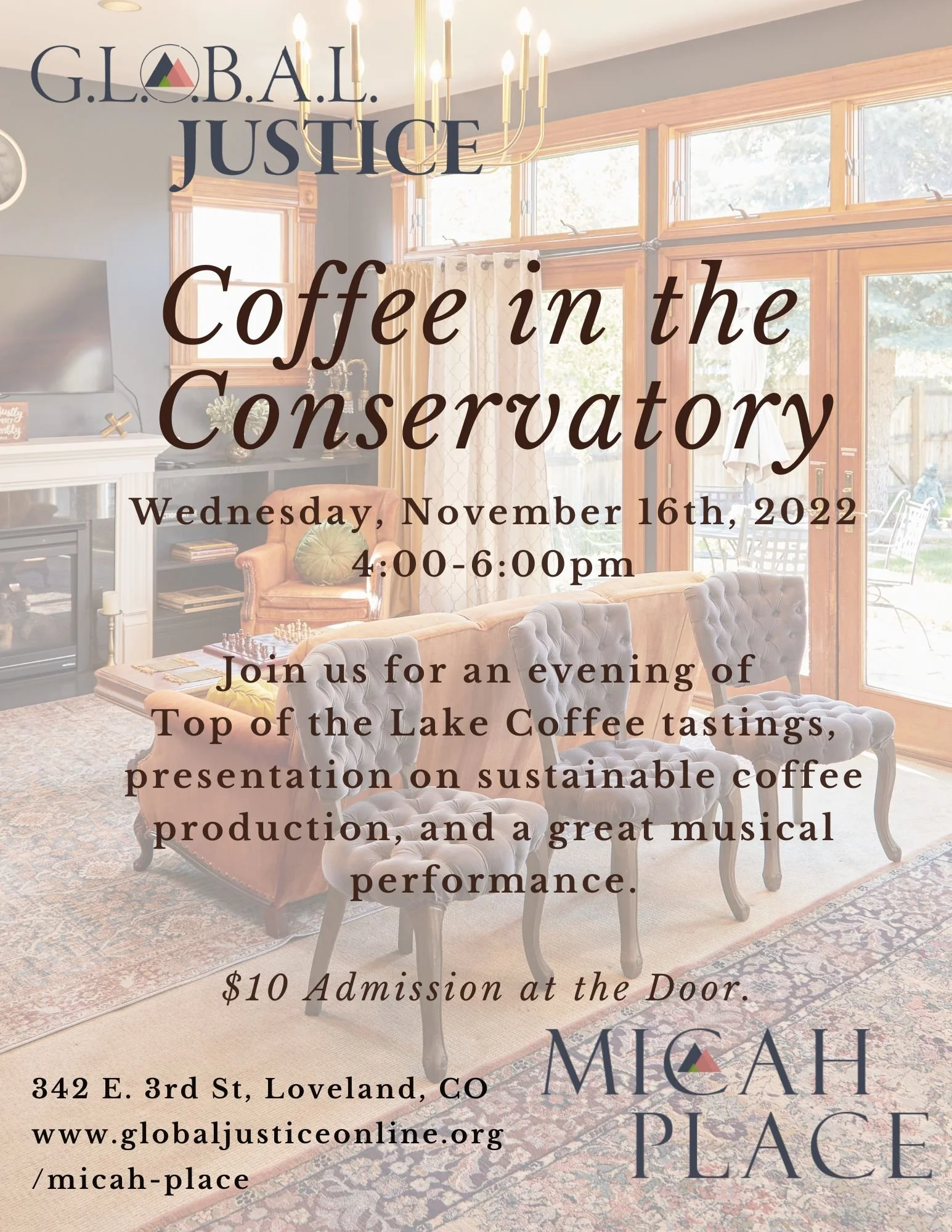 Coffee in the Conservatory at Micah Place