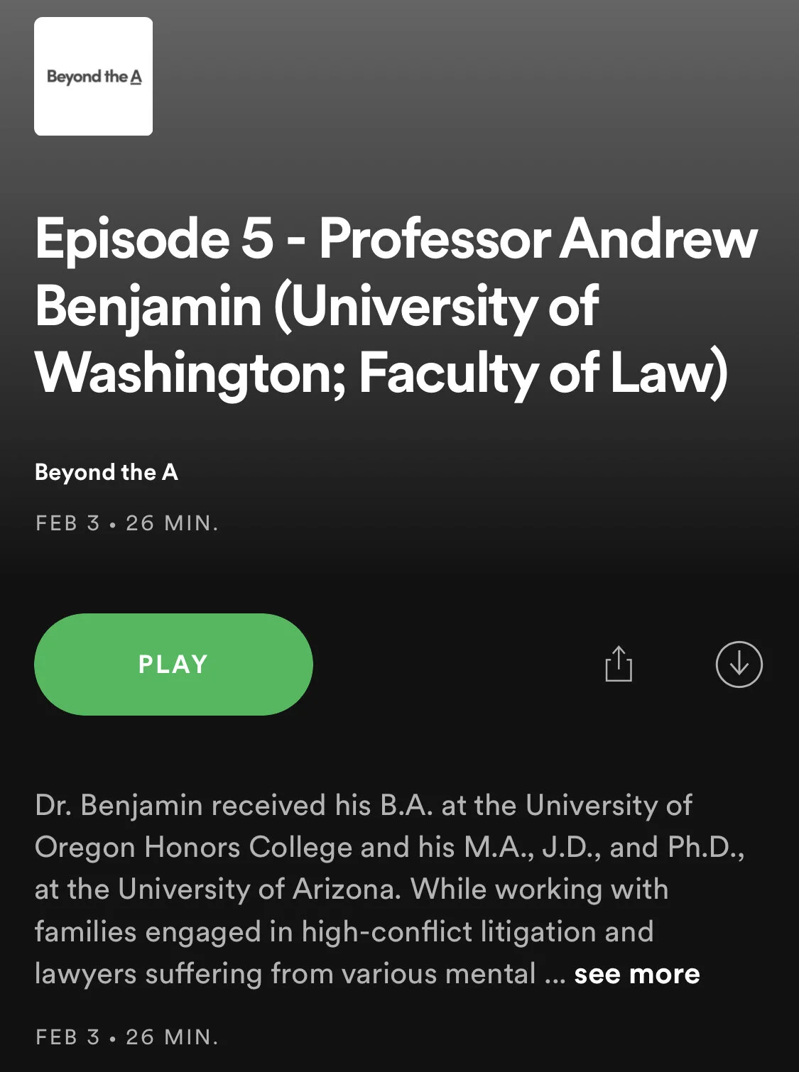 Dr. Andrew Benjamin (University of Washington Clinical Professor of Psychology and Affiliate Professor of Law)