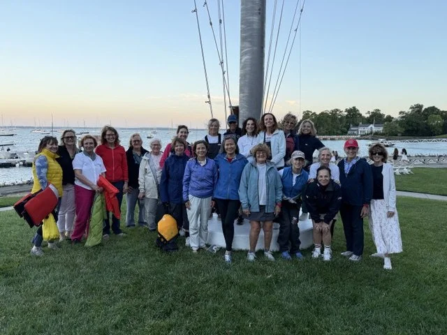 WOW sailors at the flagpole for the WOW supper series at Larchmont Yacht Club in 2026