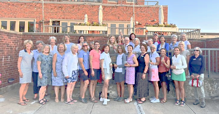 Women sailors at Stonington Yacht Club gather on the bricks to celebrate the WOW sail and slumber 2025