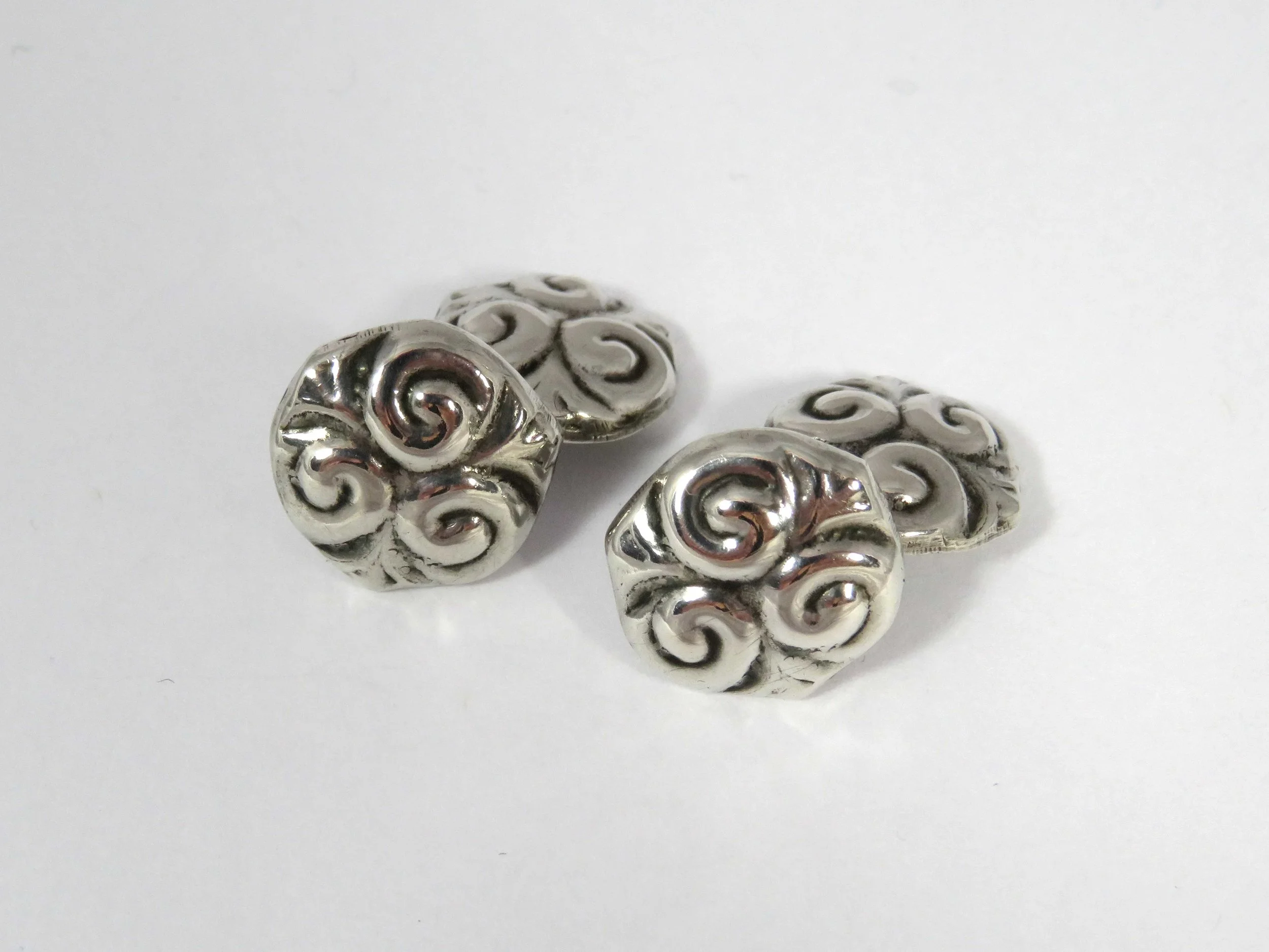 Georg Jensen Styled Silver Flower Cufflinks