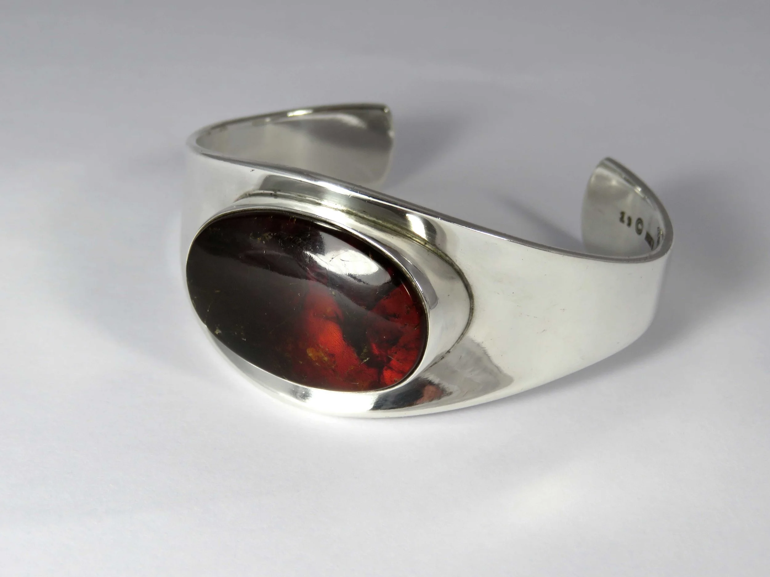 Bent Knudsen Amber and Silver Bangle