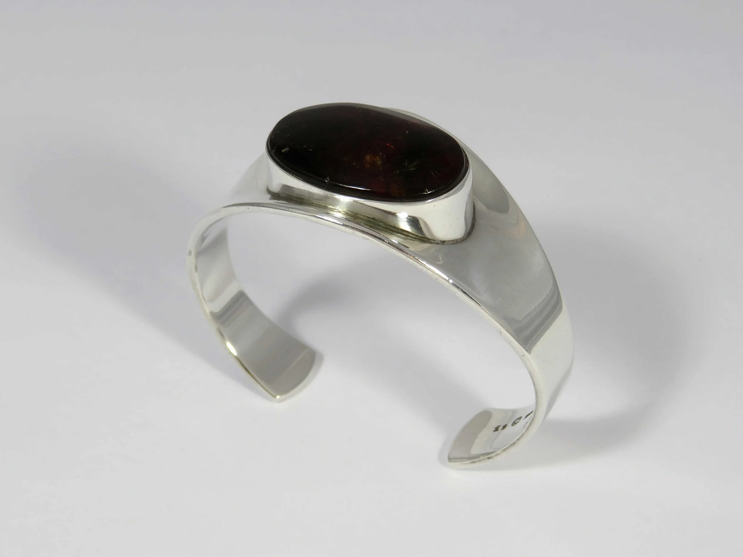 Bent Knudsen Amber and Silver Bangle