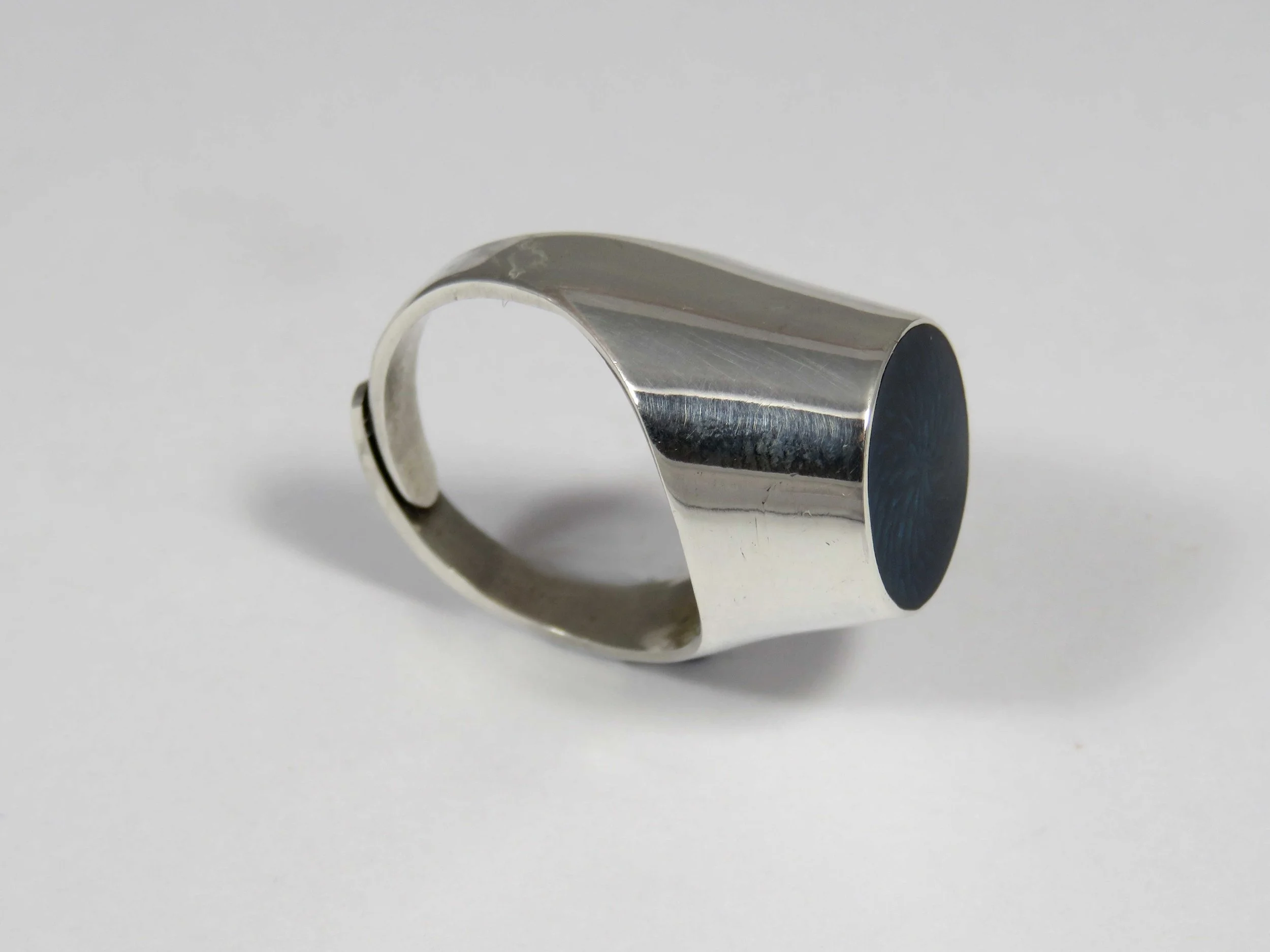 David Andersen Silver and Blue Enamelled Ring