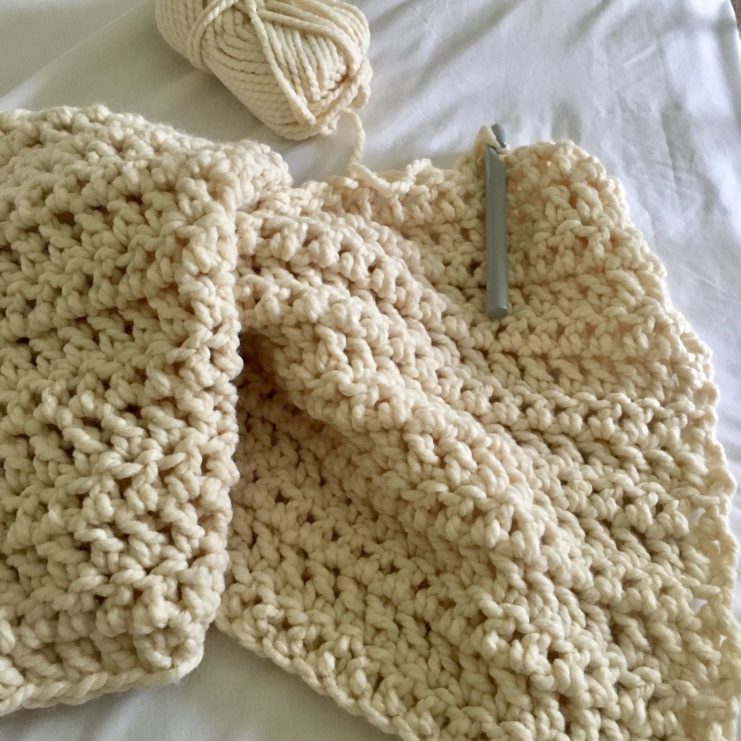 using a super chunky yarn for a chunky yarn blanket border : r/crochet