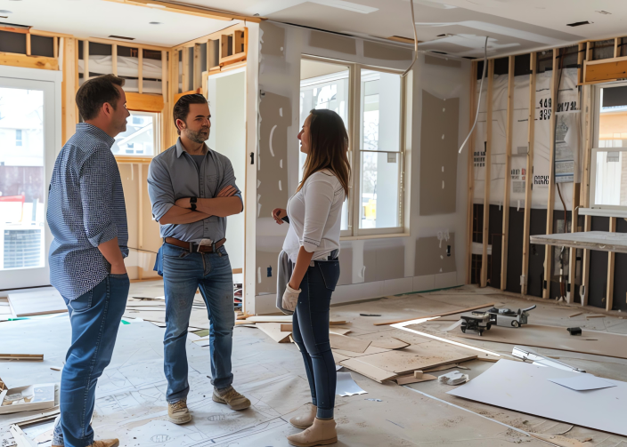Probate homes can be in widely different condition including an unfinished house under construction. The walls are partially built, with exposed framing and drywall, and construction materials are scattered on the floor.  We guide administrators.
