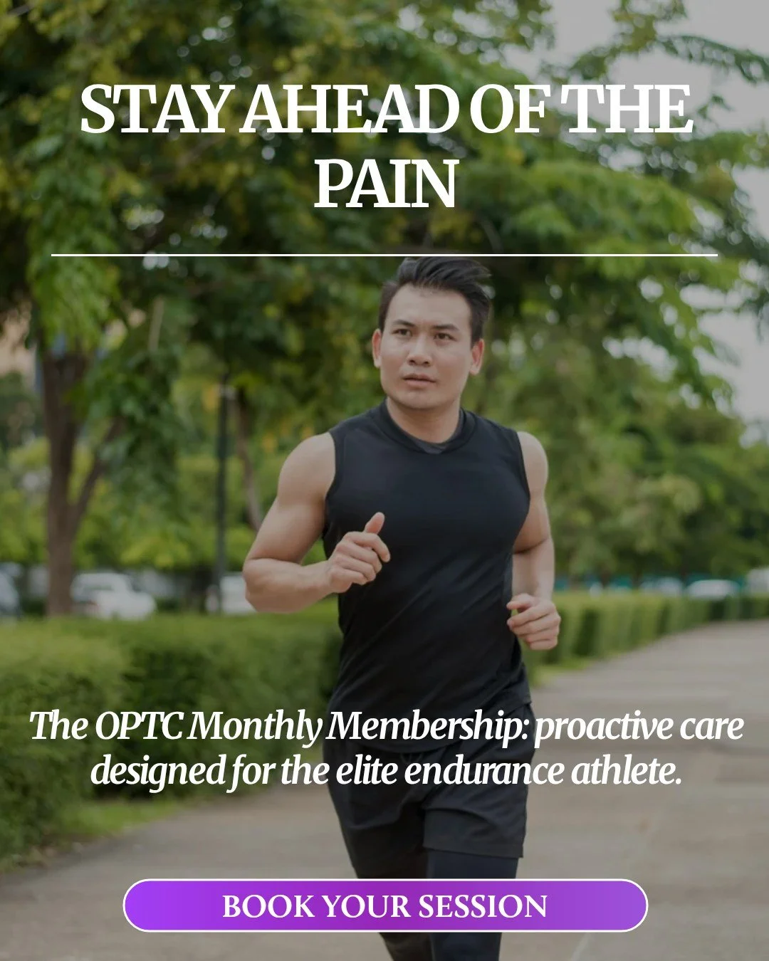 Address issues before injuries

 You don&rsquo;t have to stop doing what you love.  You just need the right plan to keep doing it.
Our Monthly Membership helps you:
 &bull; Stay active
 &bull; Move better
 &bull; Train smarter
Care that supports your