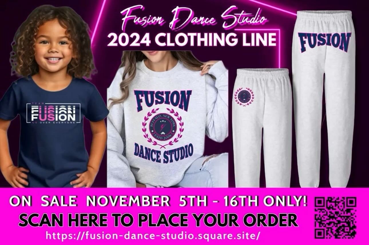 It&rsquo;s time to order our new 2024 Fusion Apparel! Order deadline is November 16, don&rsquo;t wait to get your order in! 

Order online at: https://fusion-dance-studio.square.site