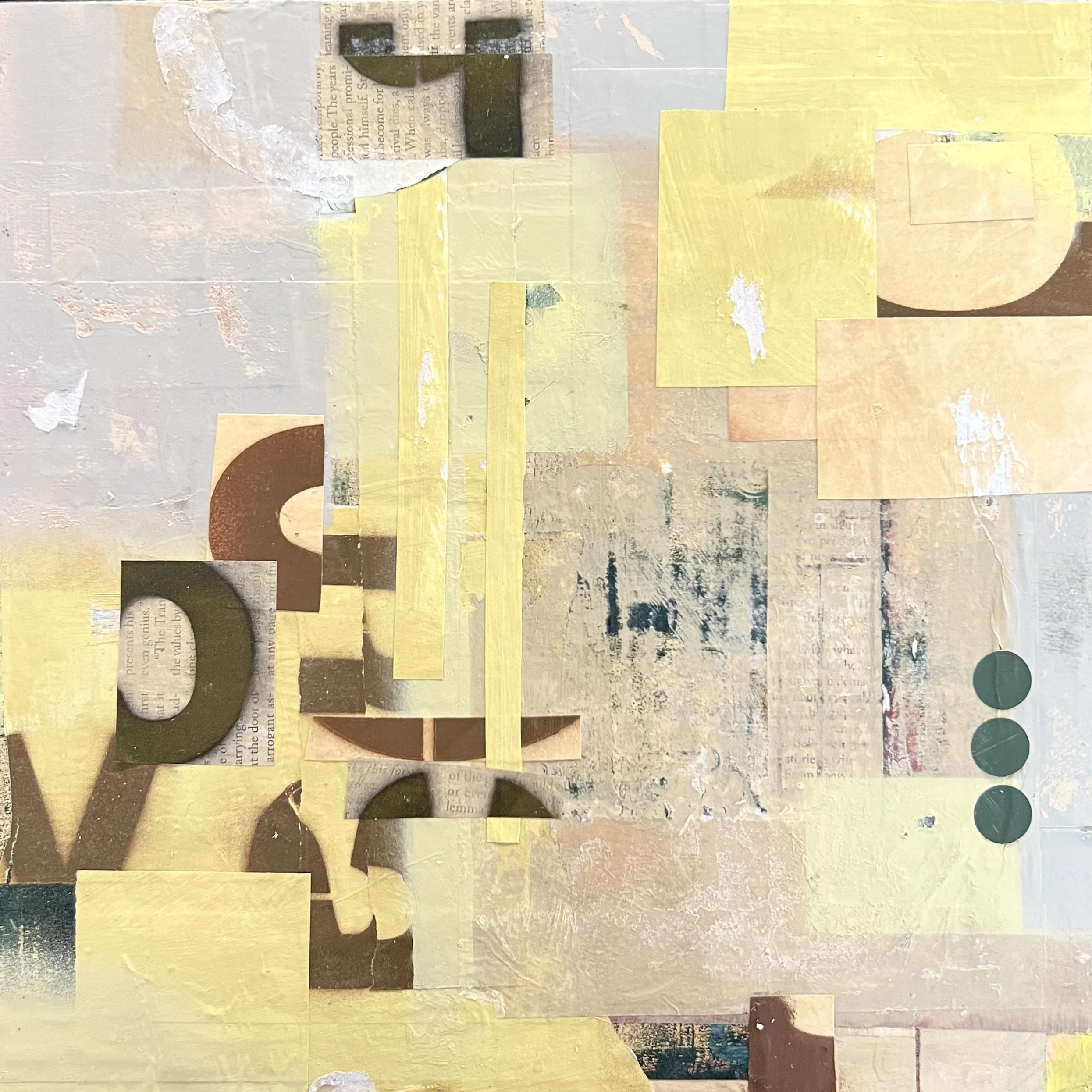 Letters of Optimism, 12" x 12" x 1.5", Mixed Media