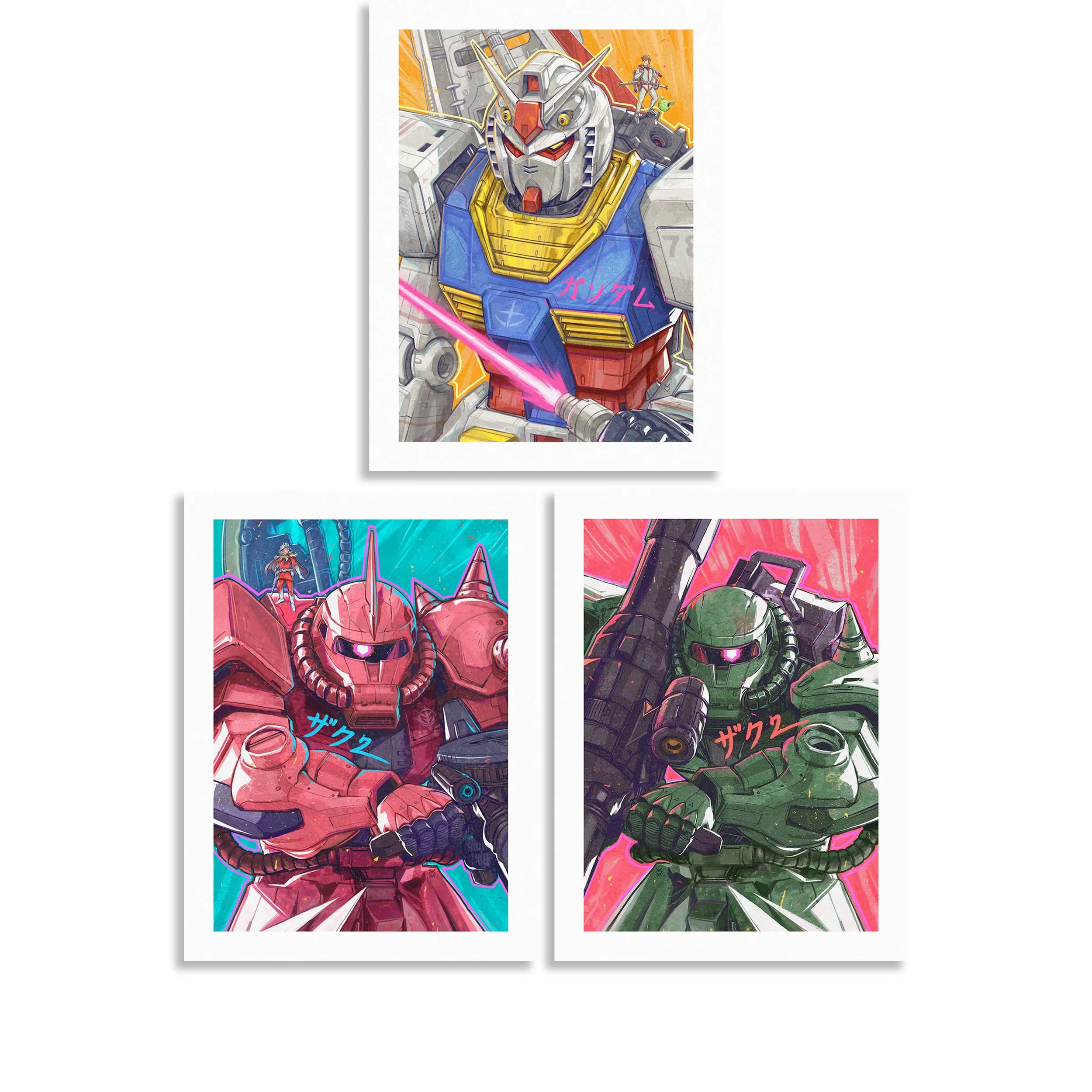 3-Piece Collection - Mecha Red, White & Green