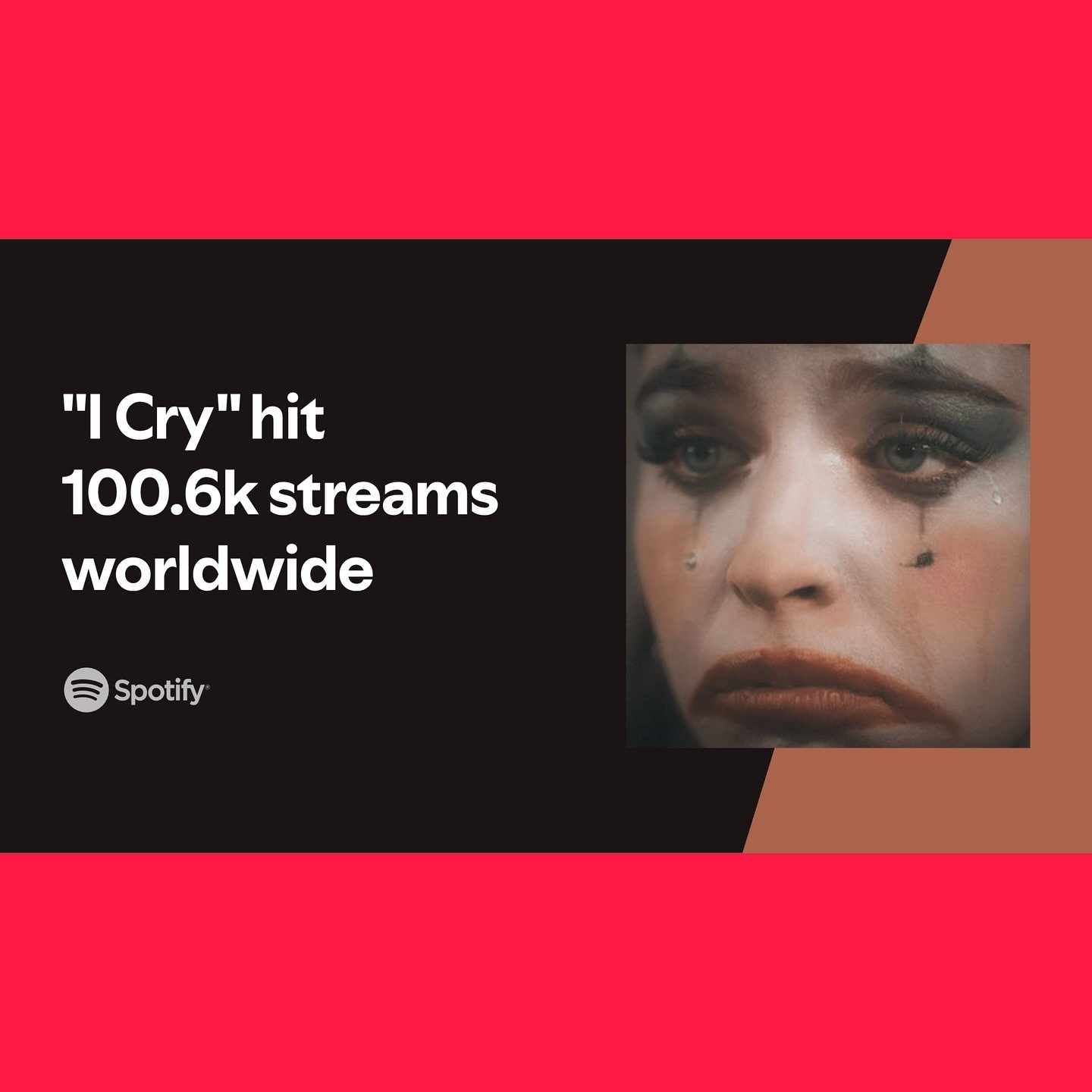Thank you thank you thank you 😭💦☔️. I am so grateful for every stream! #icry #newrelease #100k #streams